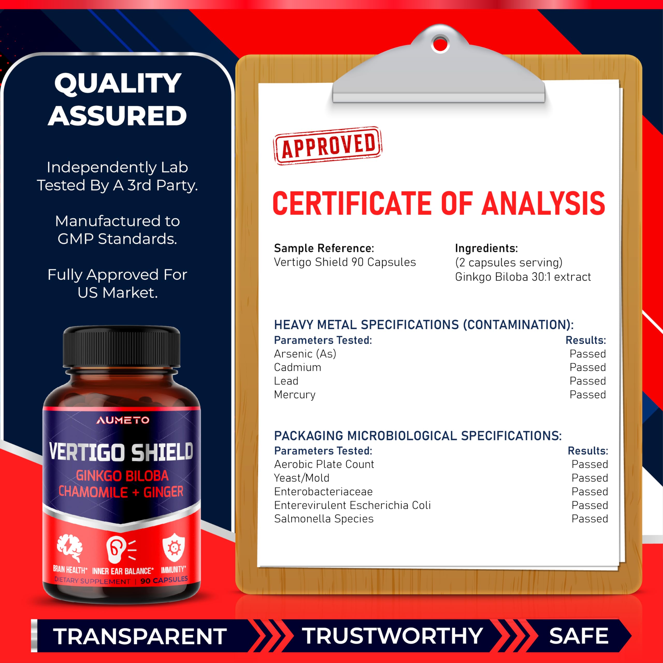 Foto 6 pulgar | Suplemento Aumeto Vertigo Support Complex Ginkgo Biloba 14 En 1 - Venta Internacional.