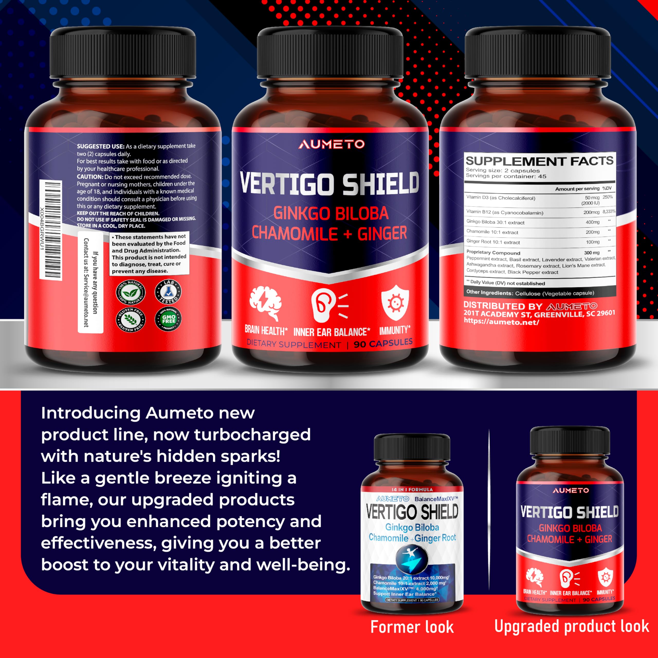 Foto 7 pulgar | Suplemento Aumeto Vertigo Support Complex Ginkgo Biloba 14 En 1 - Venta Internacional.