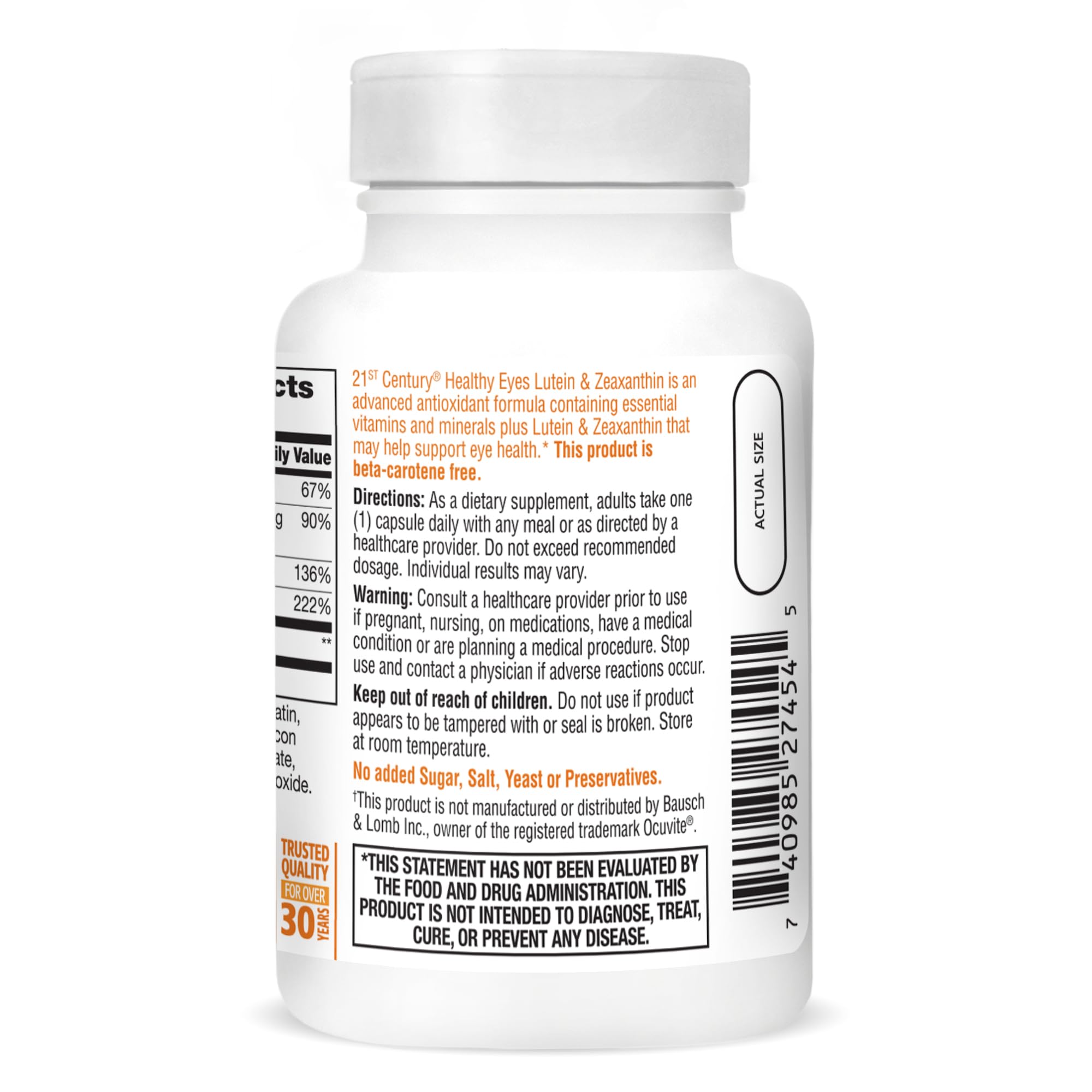 Foto 7 | Suplemento 21st Century Healthy Eyes Con Luteína Y Zeaxantina 60 - Venta Internacional.