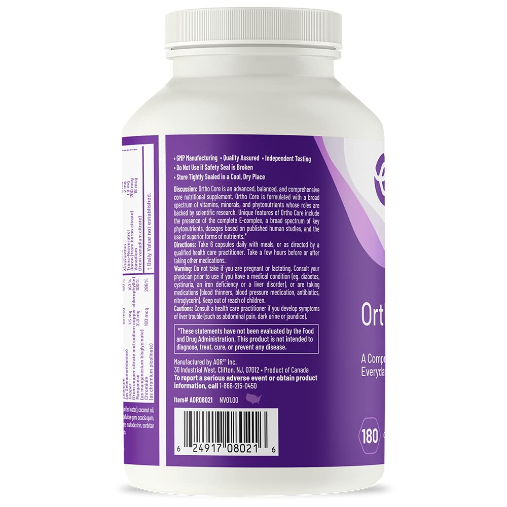 Foto 4 pulgar | Suplemento Multivitamínico Y Mineral Aor Ortho Core 180 Cápsulas - Venta Internacional.