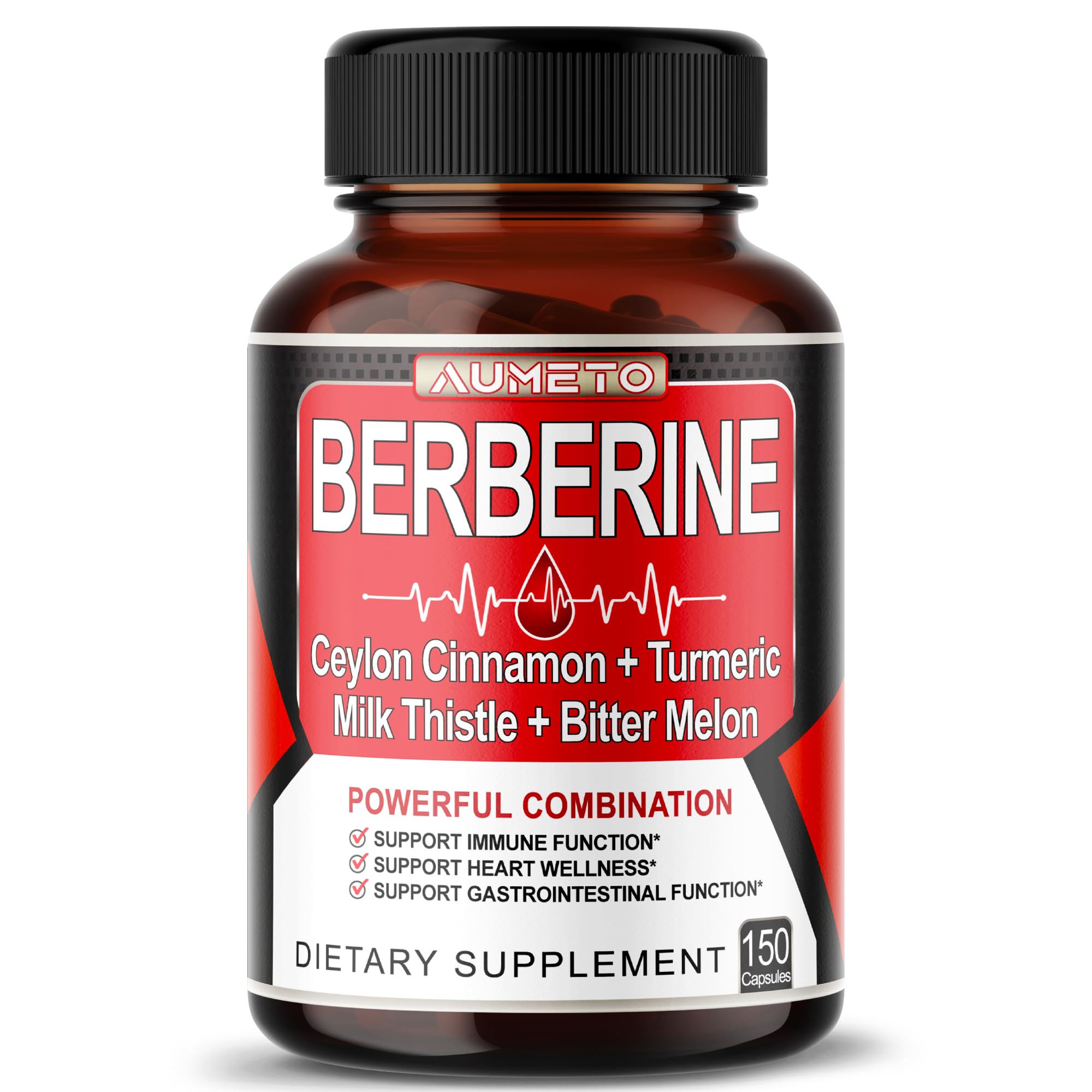Suplemento De Berberina Aumeto Con Canela De Ceilán, Cúrcuma, 150 Unidades - Venta Internacional.