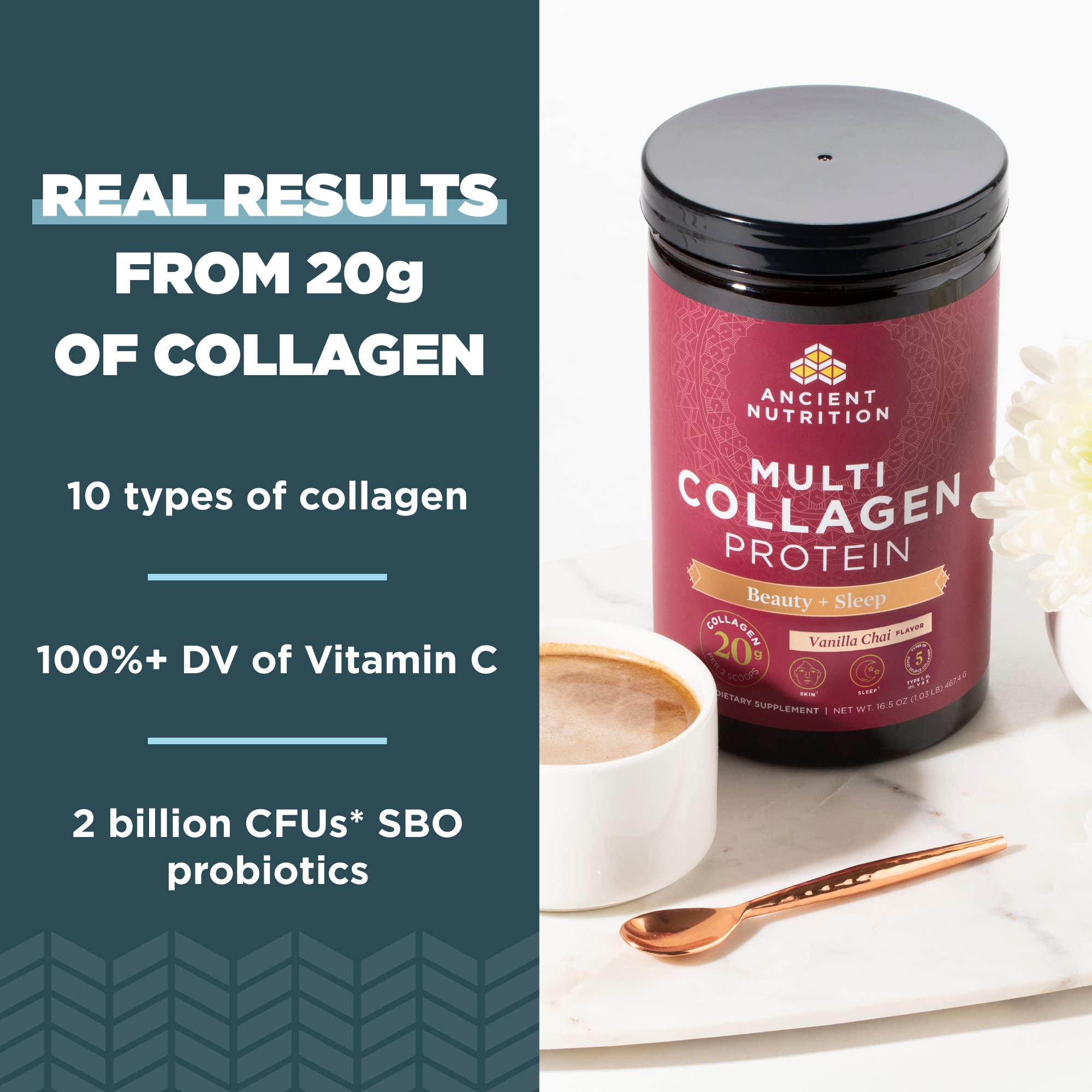 Foto 4 pulgar | Proteína De Colágeno En Polvo Ancient Nutrition Beauty + Sleep 475 Ml - Venta Internacional.