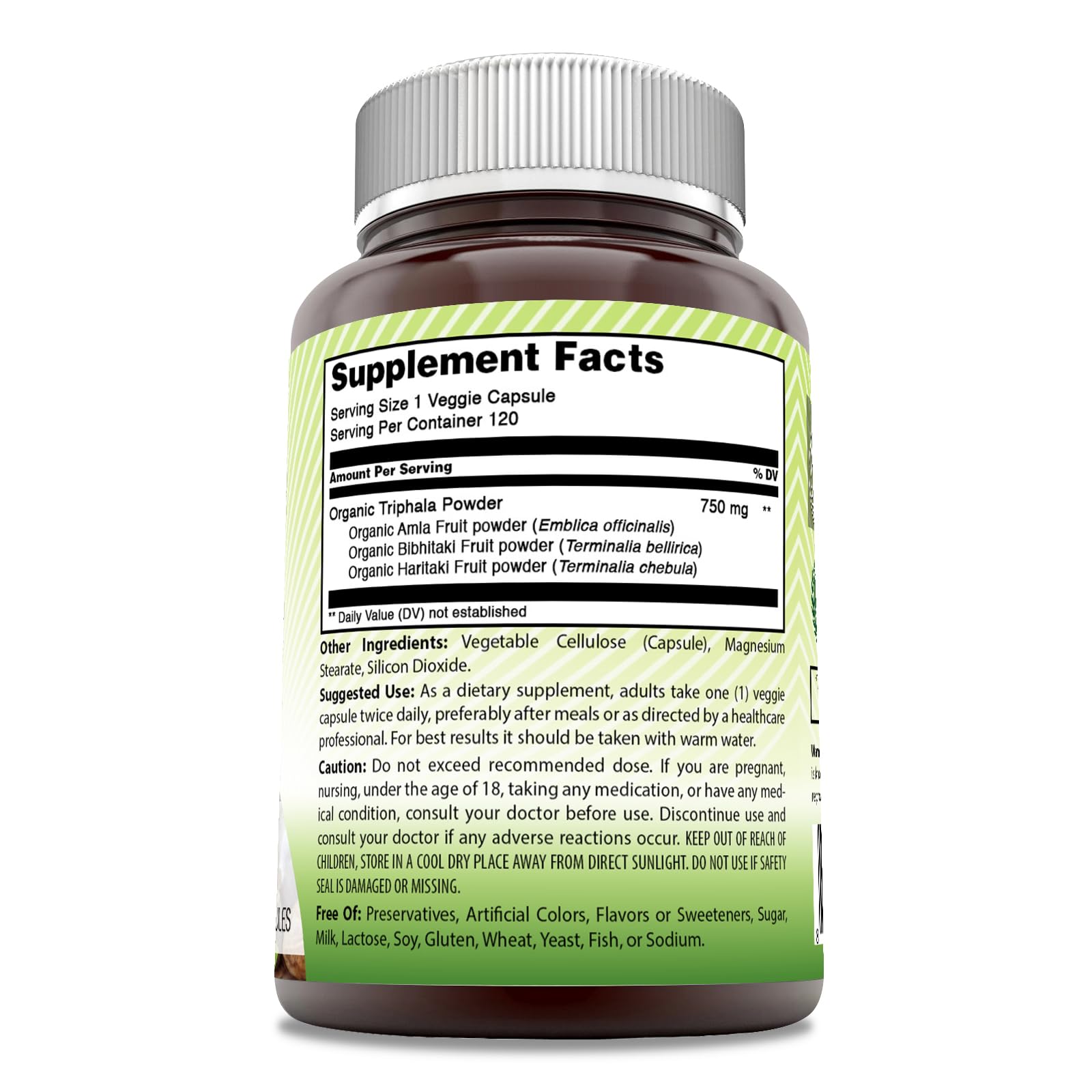 Foto 3 pulgar | Suplemento Amazing India Triphala Fruit 750 Mg 120 Cápsulas - Venta Internacional.