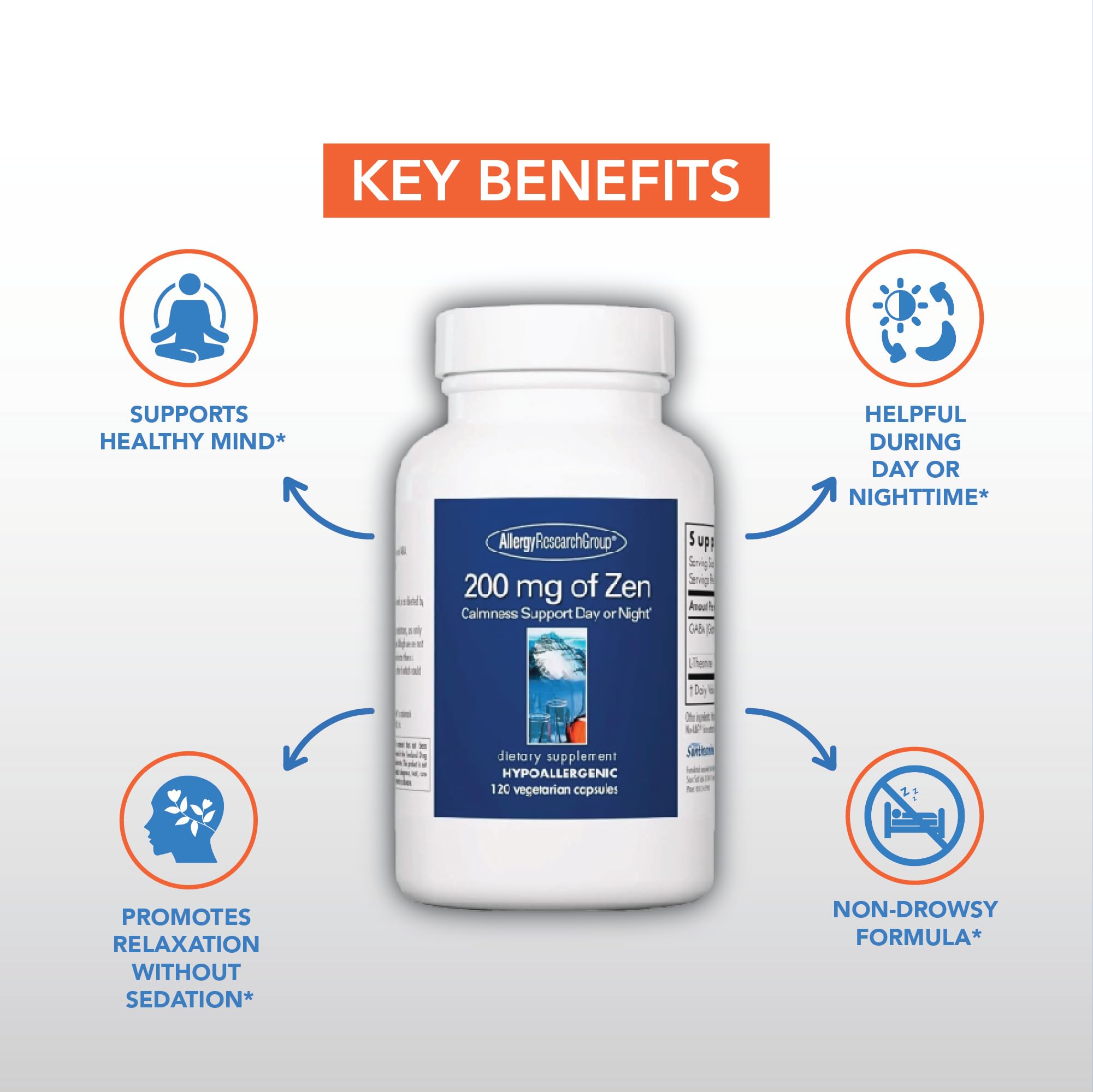 Foto 3 pulgar | Suplemento Allergy Research Group, 200 Mg De Zen, 120 Cápsulas - Venta Internacional.