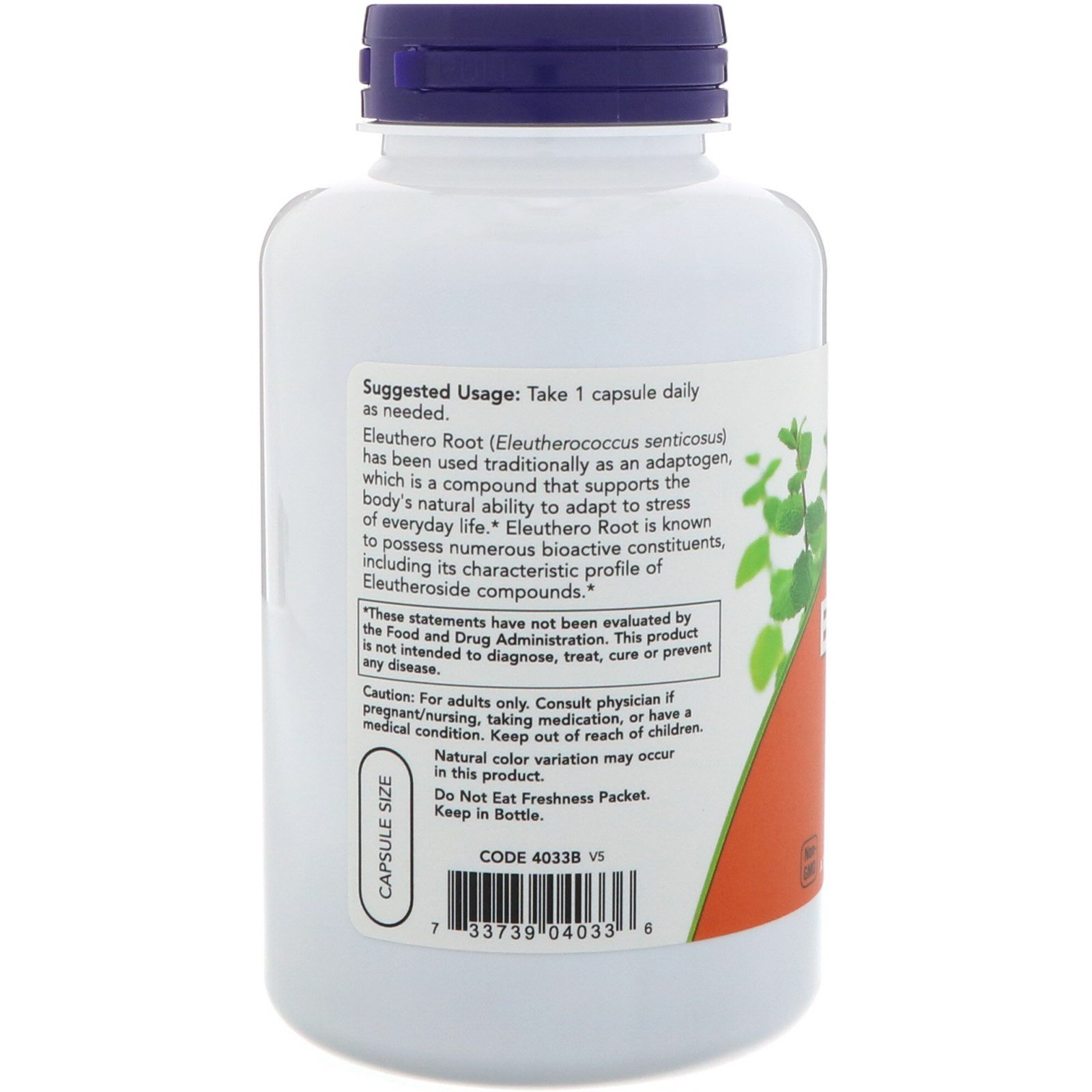 Foto 4 pulgar | Suplemento Now Foods Eleuthero 500 Mg 250 Cápsulas - Venta Internacional.
