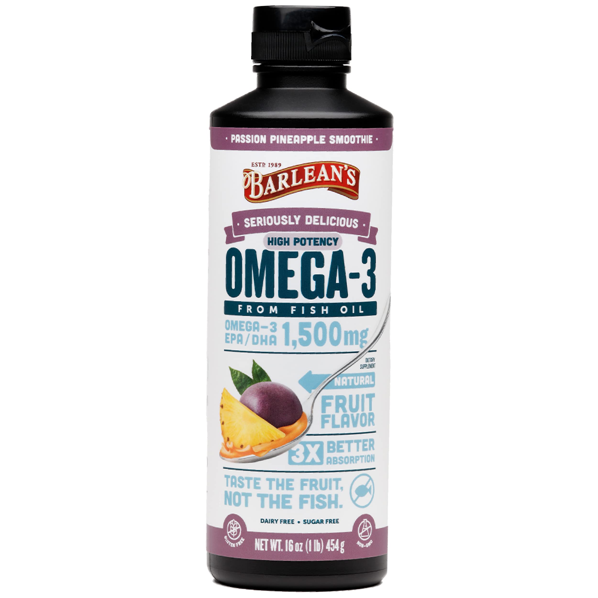 Foto 2 pulgar | Suplemento De Aceite De Pescado Barlean's Passion Pineapple Omega 3, 450 Ml - Venta Internacional.