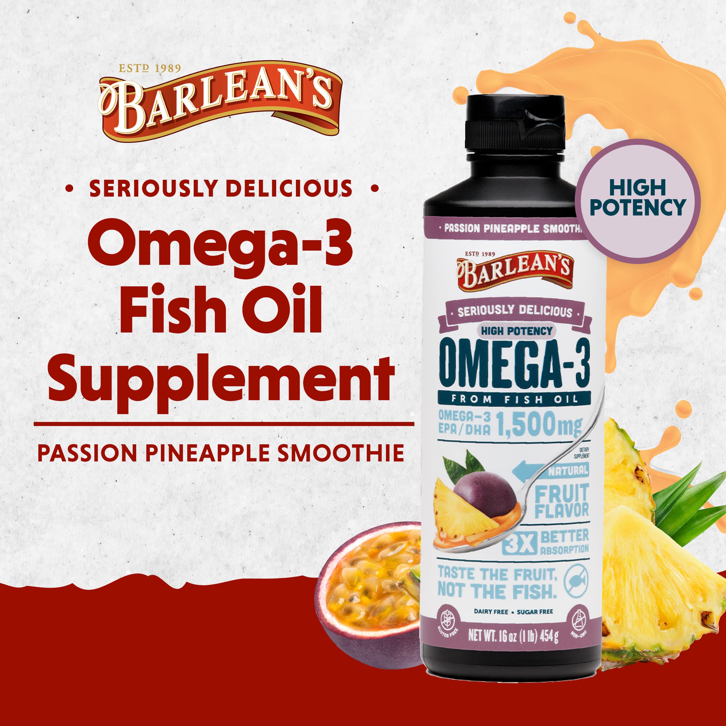 Foto 3 pulgar | Suplemento De Aceite De Pescado Barlean's Passion Pineapple Omega 3, 450 Ml - Venta Internacional.