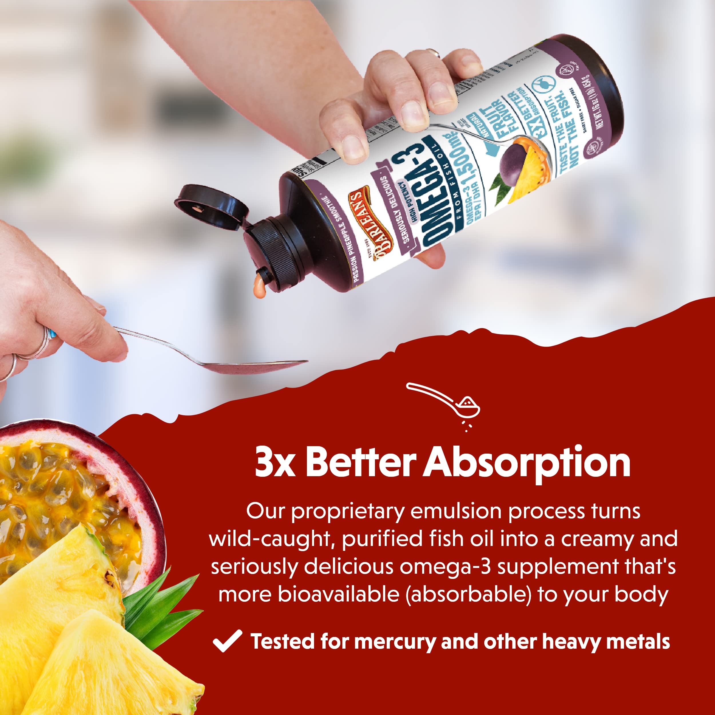 Foto 5 pulgar | Suplemento De Aceite De Pescado Barlean's Passion Pineapple Omega 3, 450 Ml - Venta Internacional.