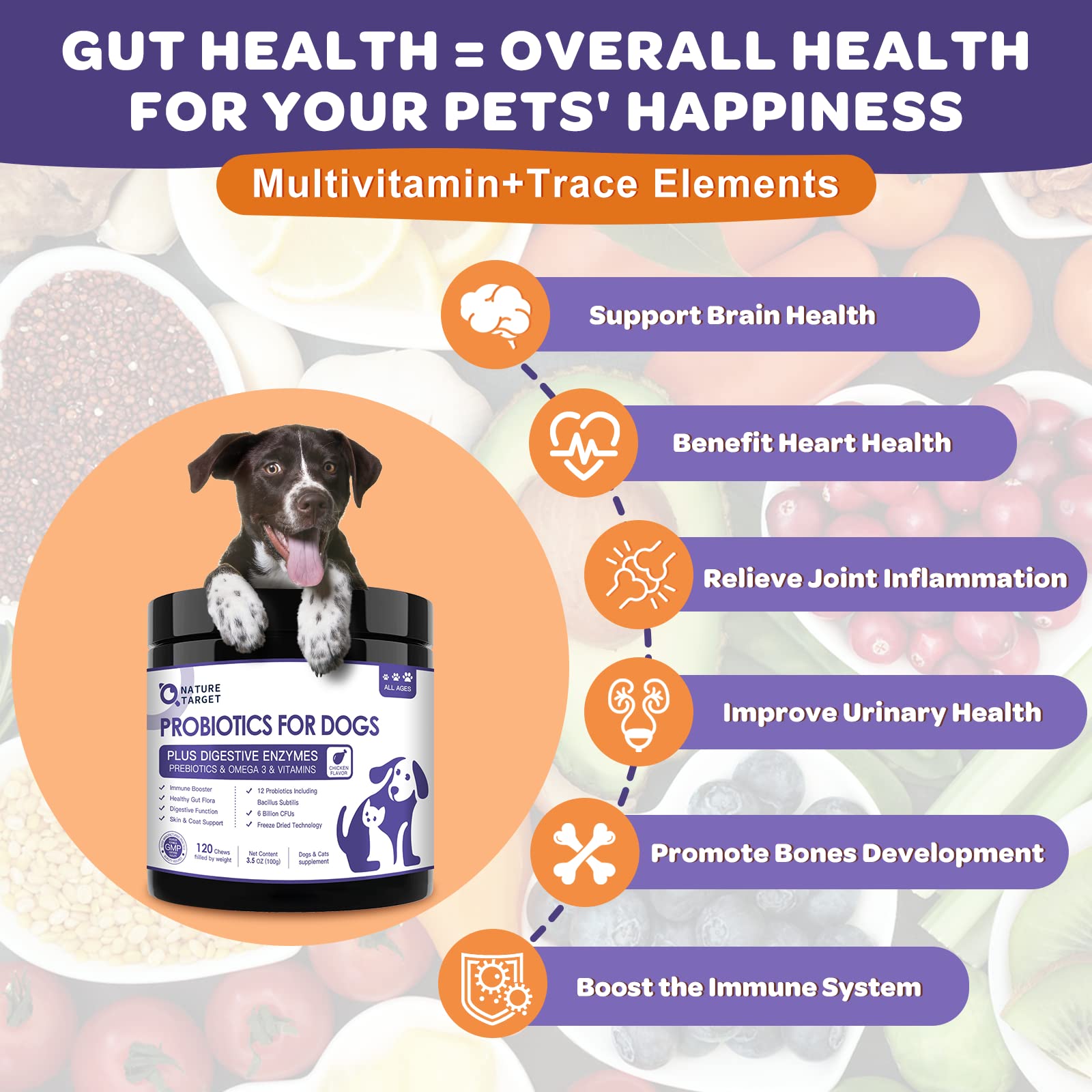 Foto 7 | Probióticos Para Perros Nature Target: 6 Mil Millones De Cfu Con Omega 3 - Venta Internacional.