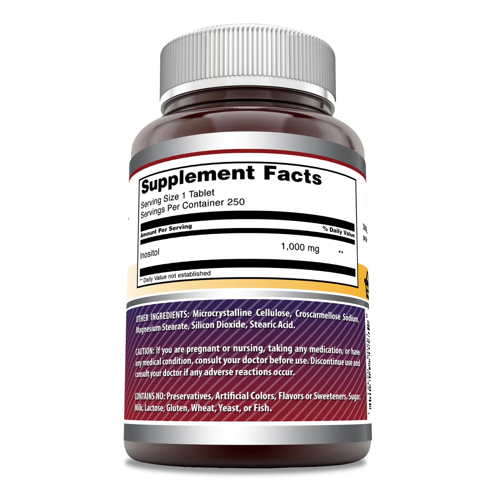 Foto 3 pulgar | Suplemento Amazing Formulas, Tabletas De Inositol De 1000 Mg, 250 Unidades - Venta Internacional.