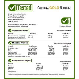 Foto 6 | Suplemento De Aceite De Pescado Omega 800 De California Gold Nutrition 90 Cápsulas Blandas - Venta Internacional.