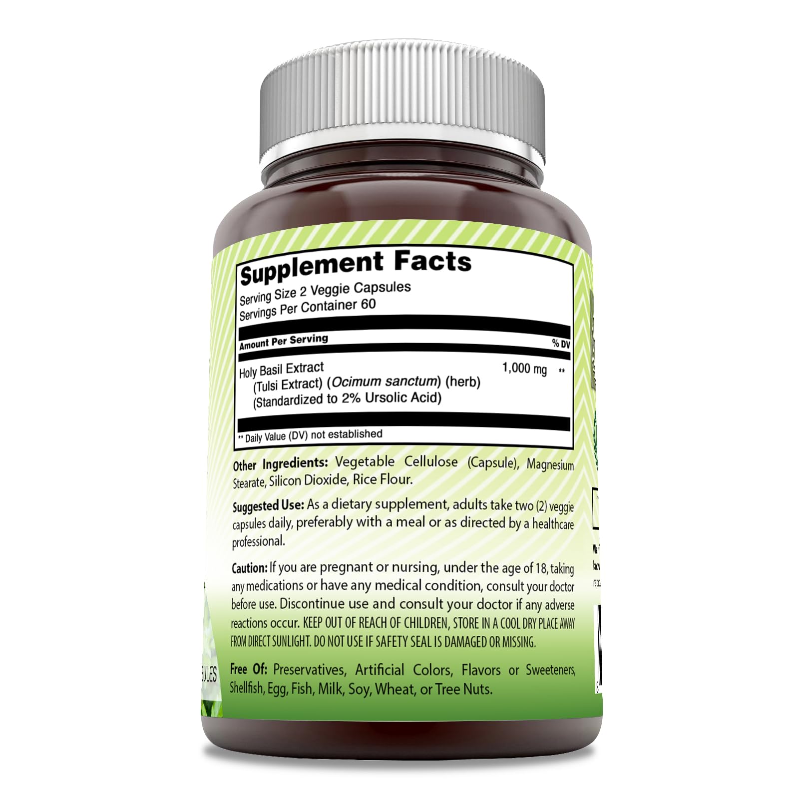 Foto 3 pulgar | Suplemento Amazing India Holy Basil Extract 500 Mg 120 Cápsulas - Venta Internacional.