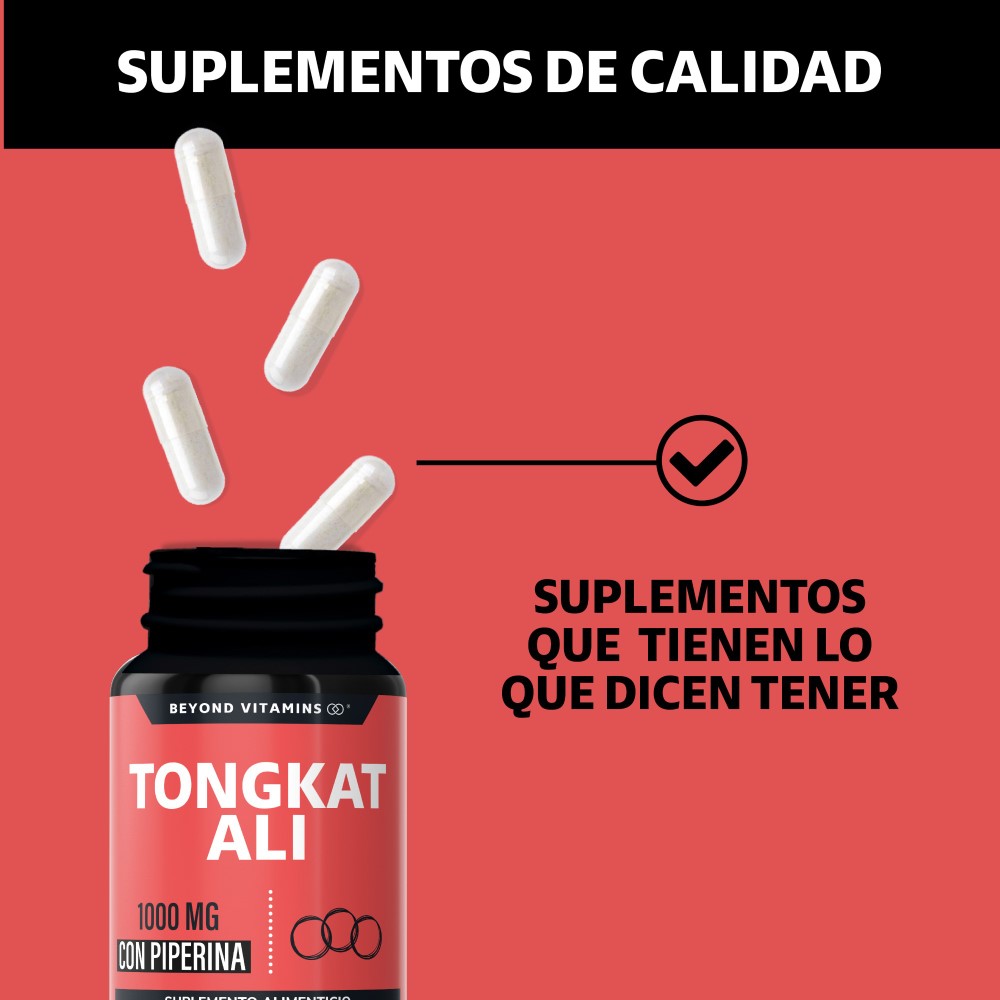 Foto 5 pulgar | Suplemento Alimenticio Tongkat Ali 1000 Mg Con Extracto De Piperina Al 95% Beyond Vitamins 60 Cápsulas