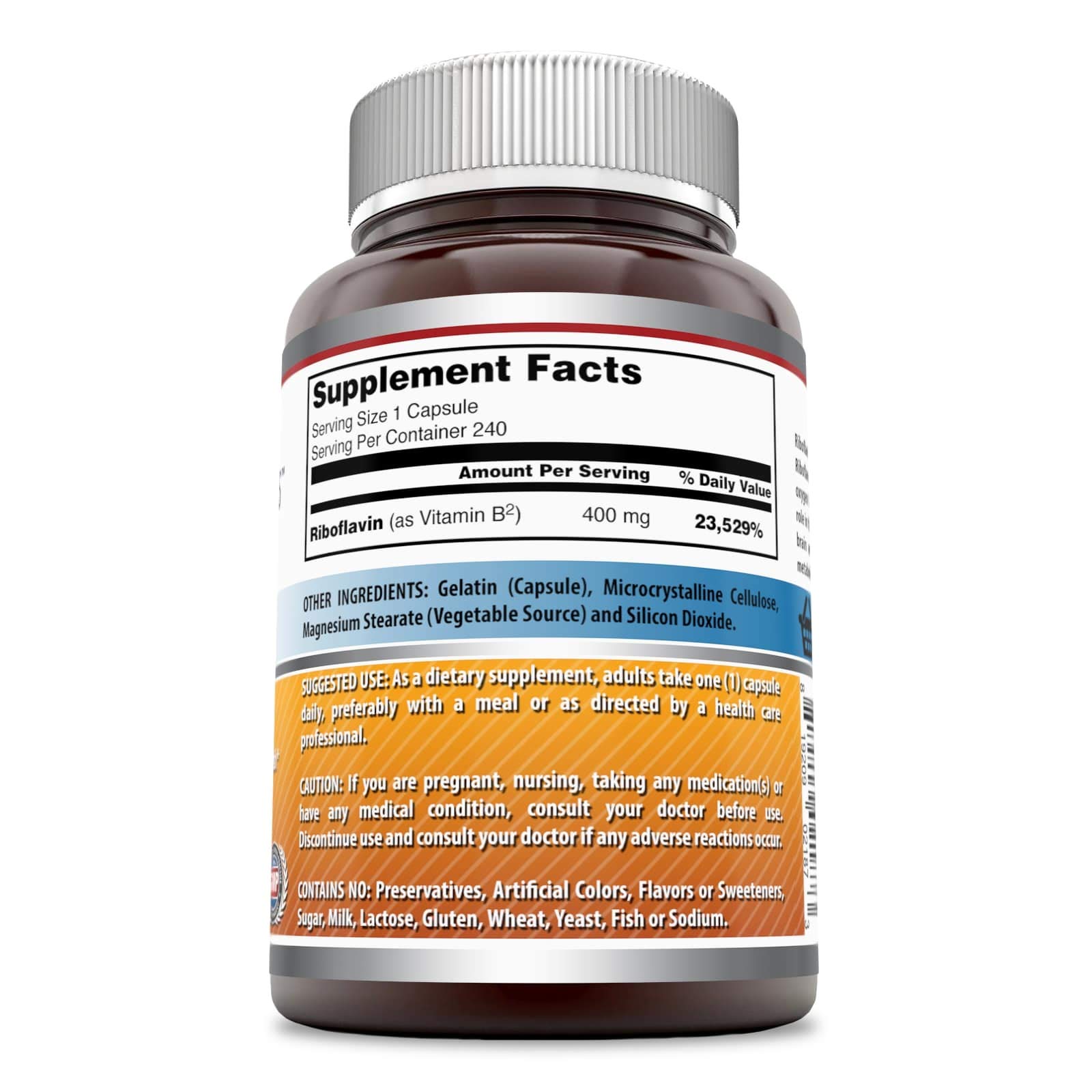 Foto 4 pulgar | Suplemento Amazing Formulas, Riboflavina, 400 Mg, 240 Cápsulas - Venta Internacional.