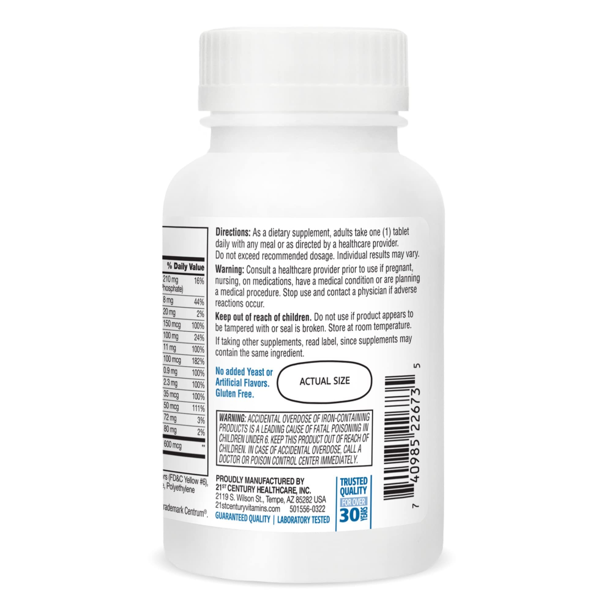 Foto 7 | Multivitamínico 21st Century Sentry Men 120 Comprimidos - Venta Internacional.