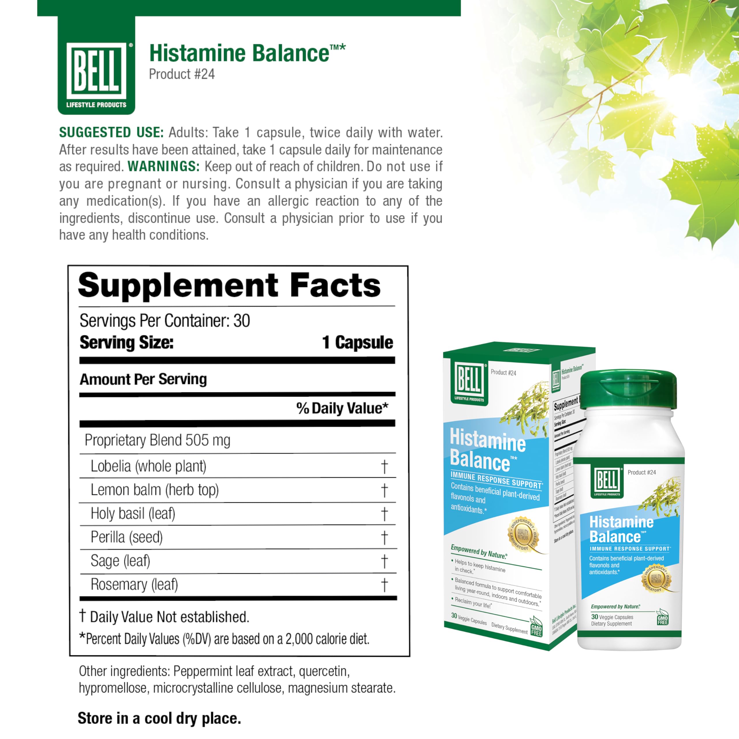 Foto 4 pulgar | Suplemento Bell Histamine Balance 30 Cápsulas Vegetarianas - Venta Internacional.