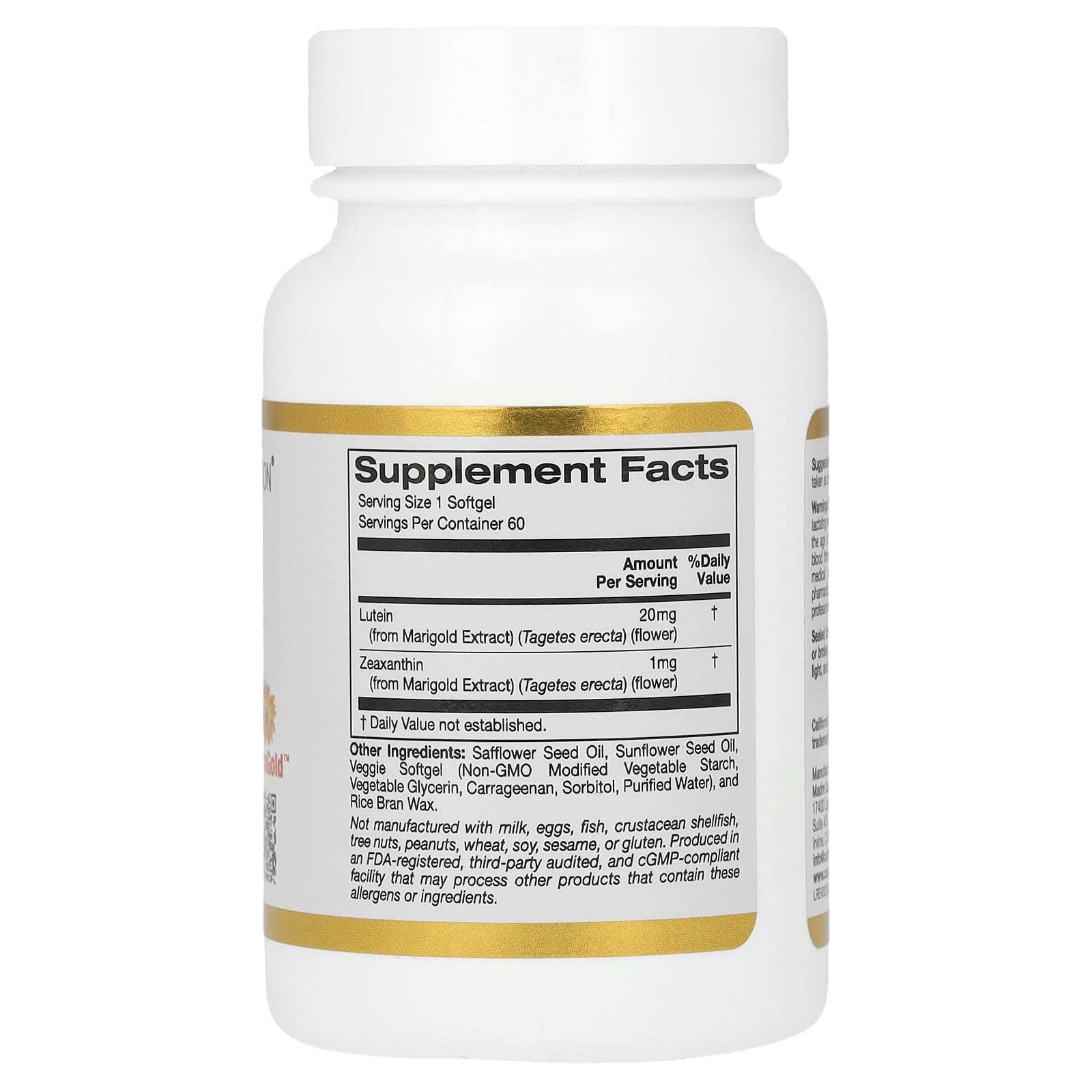 Foto 3 pulgar | Suplemento De Luteína De California Gold Nutrition Con Zeaxantina 20 Mg - Venta Internacional.