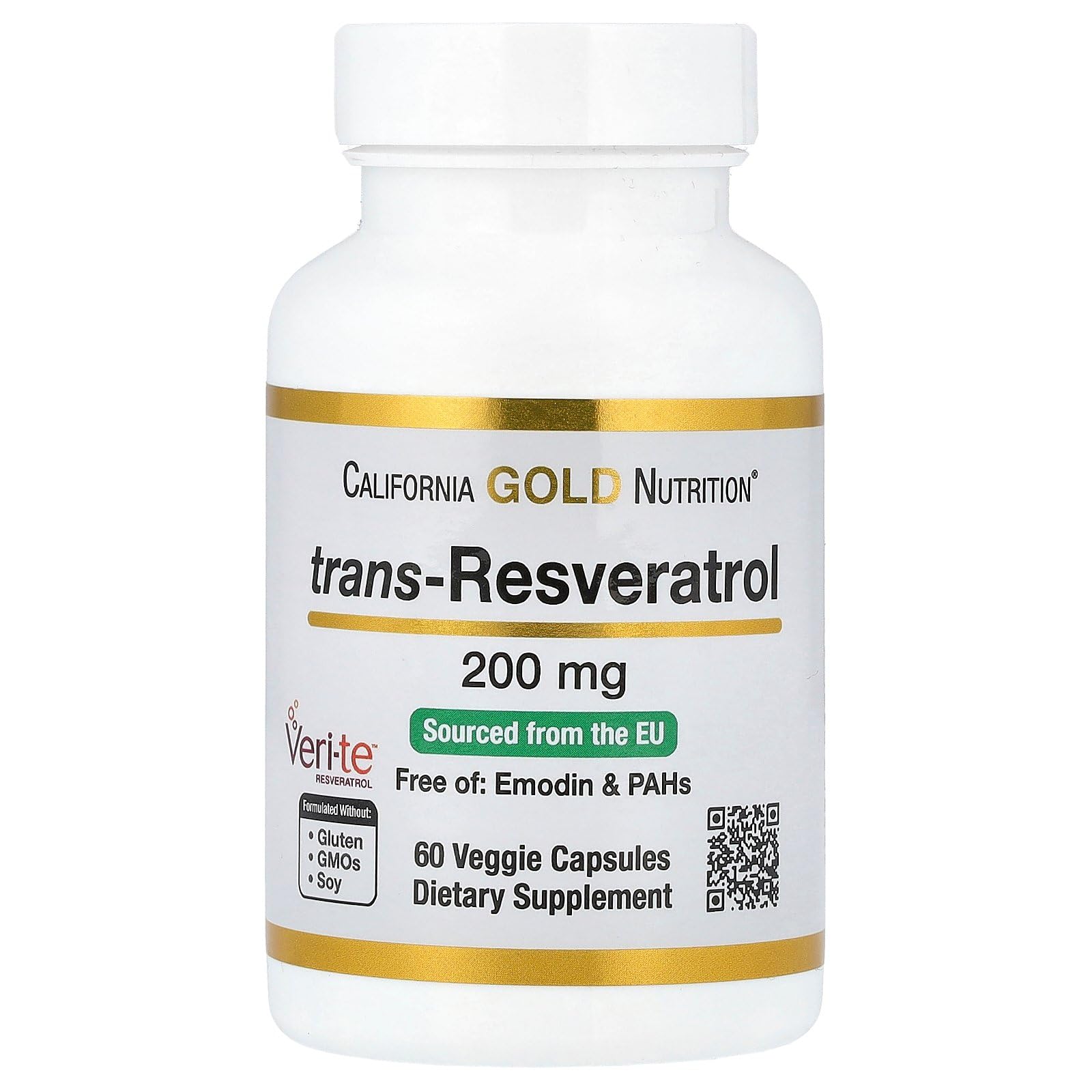 Foto 2 pulgar | Suplemento De Resveratrol De California Gold Nutrition 200 Mg 60 Cápsulas - Venta Internacional.