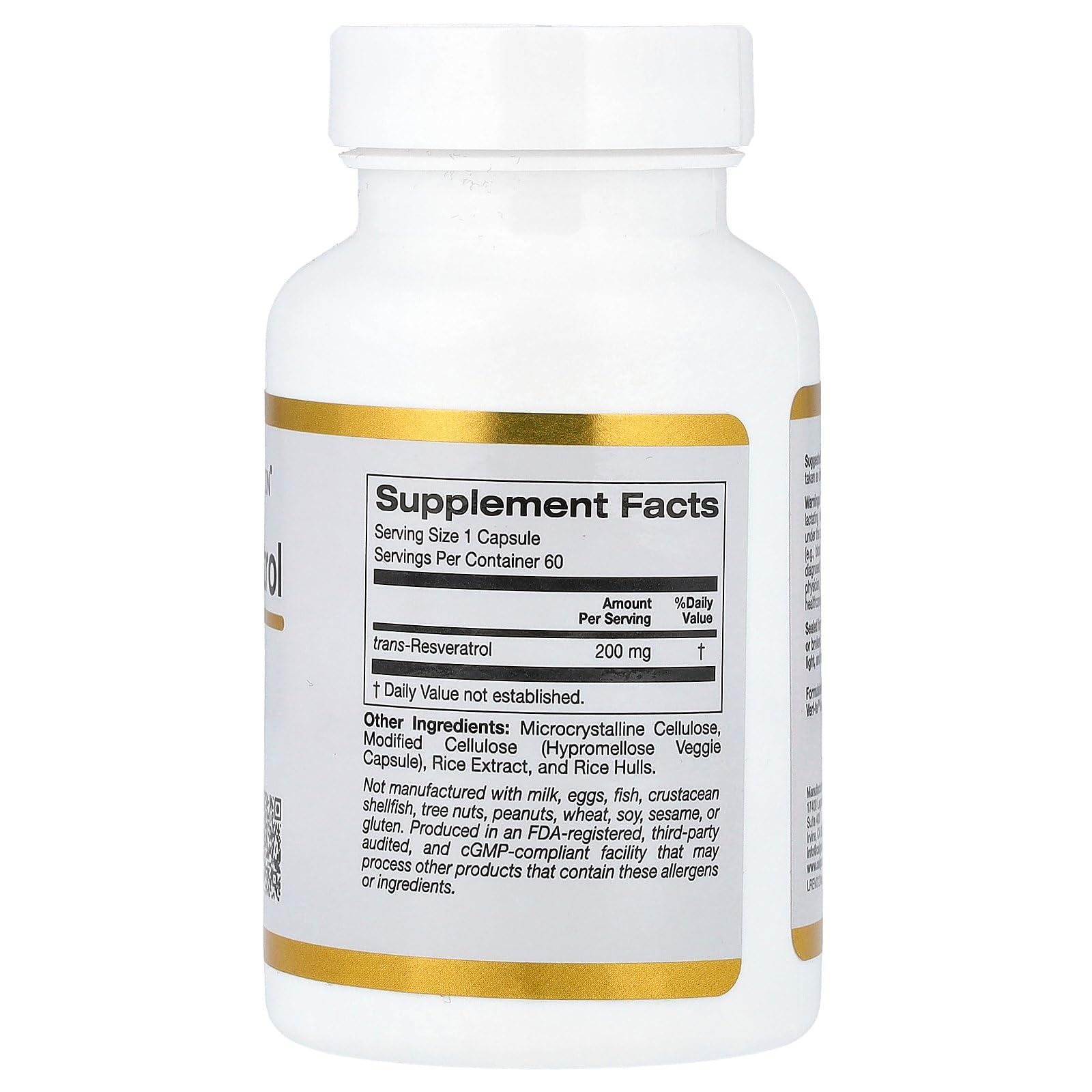 Foto 3 pulgar | Suplemento De Resveratrol De California Gold Nutrition 200 Mg 60 Cápsulas - Venta Internacional.