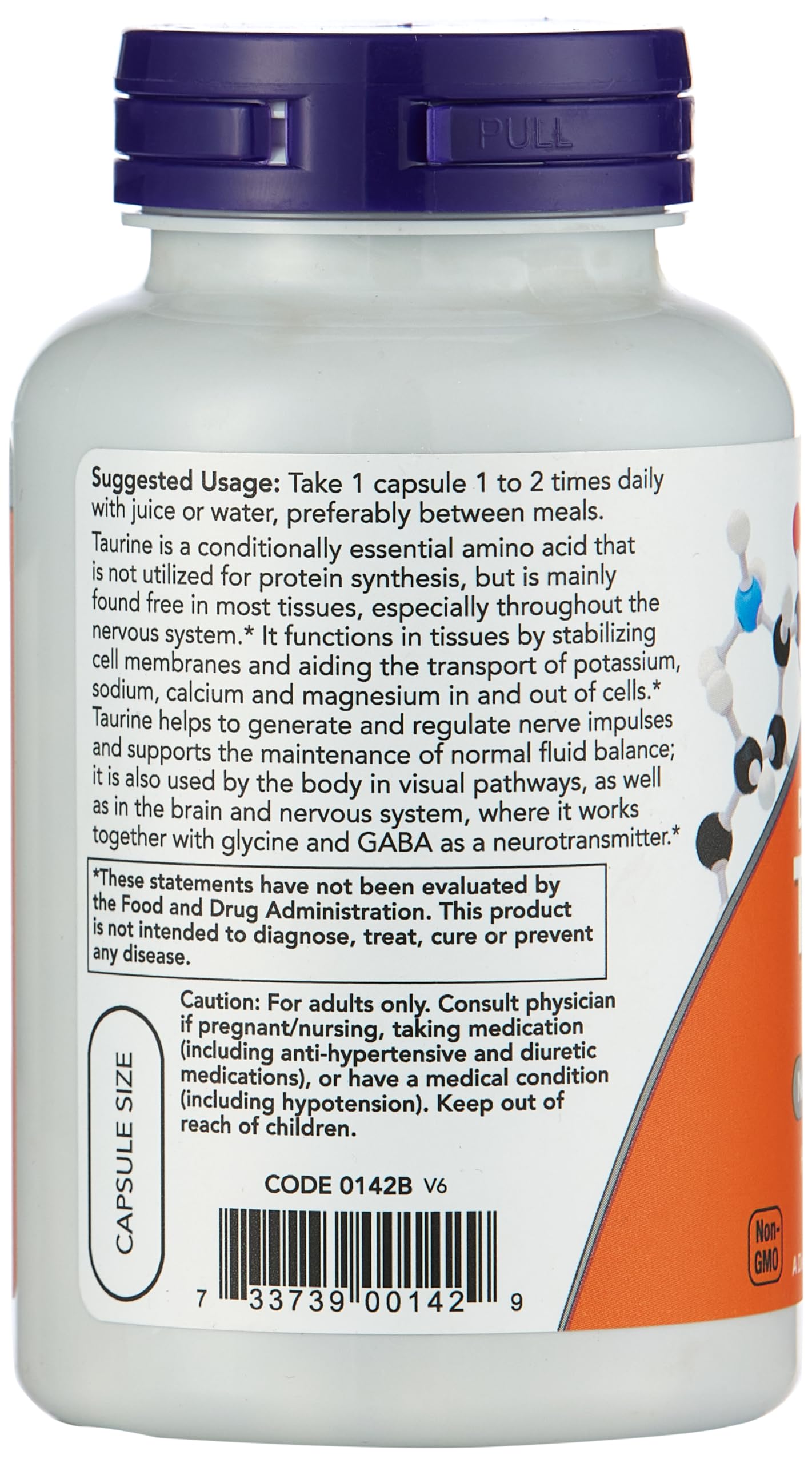 Foto 3 pulgar | Suplemento Now Foods Con Doble Concentración De Taurina, 1000 Mg, 100 Cápsulas - Venta Internacional.