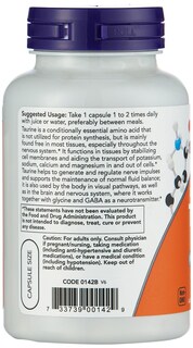 Foto 2 | Suplemento Now Foods Con Doble Concentración De Taurina, 1000 Mg, 100 Cápsulas - Venta Internacional.