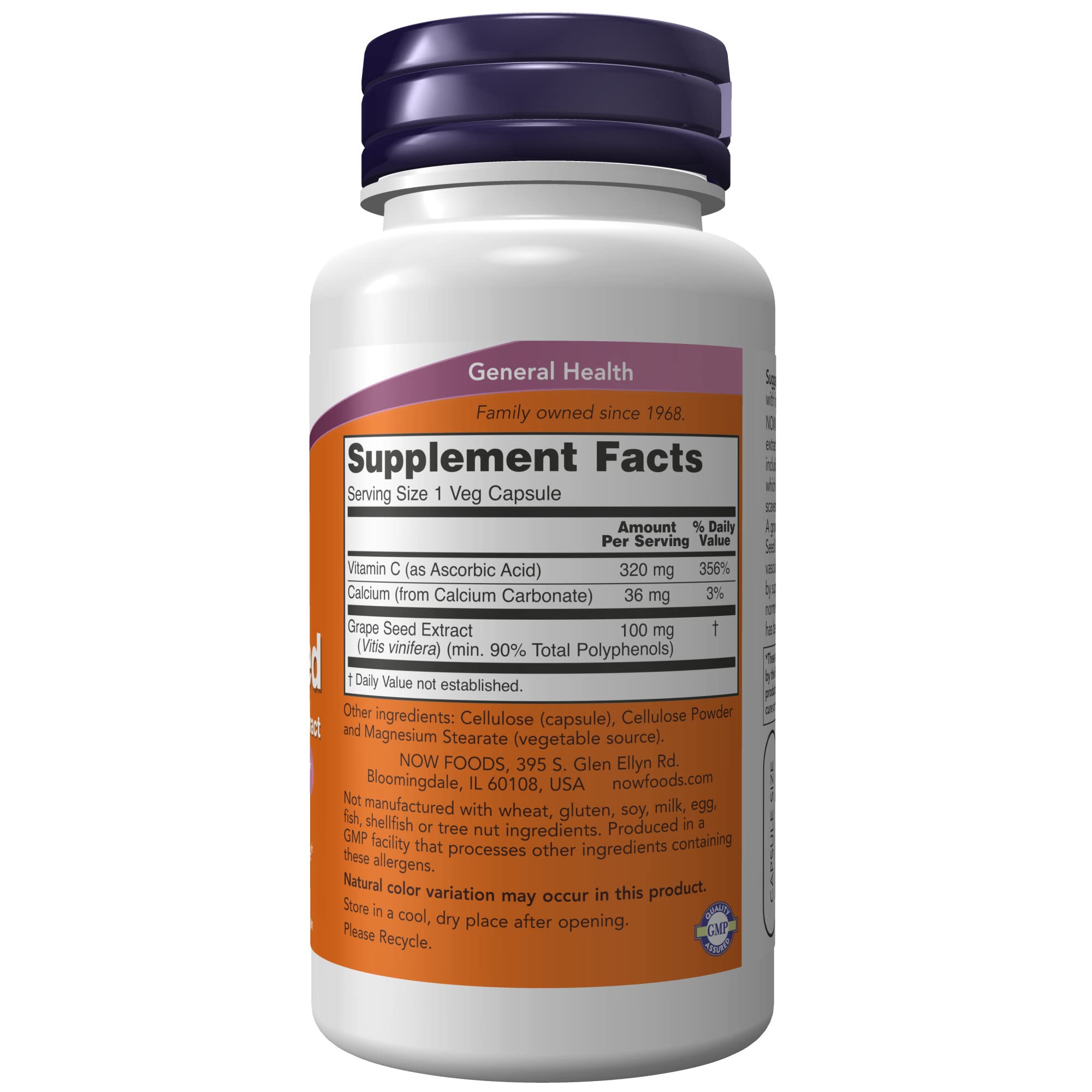 Foto 3 pulgar | Semillas De Uva Supplements Now Foods 100 Mg Con Vitamina C 100 Cápsulas - Venta Internacional.