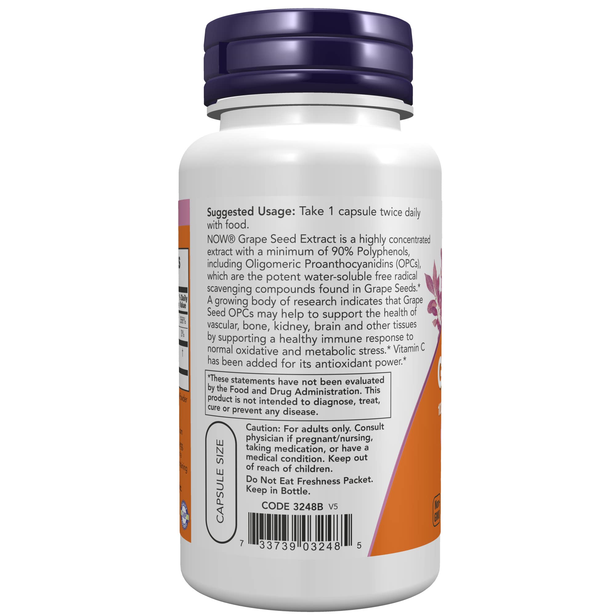 Foto 4 pulgar | Semillas De Uva Supplements Now Foods 100 Mg Con Vitamina C 100 Cápsulas - Venta Internacional.