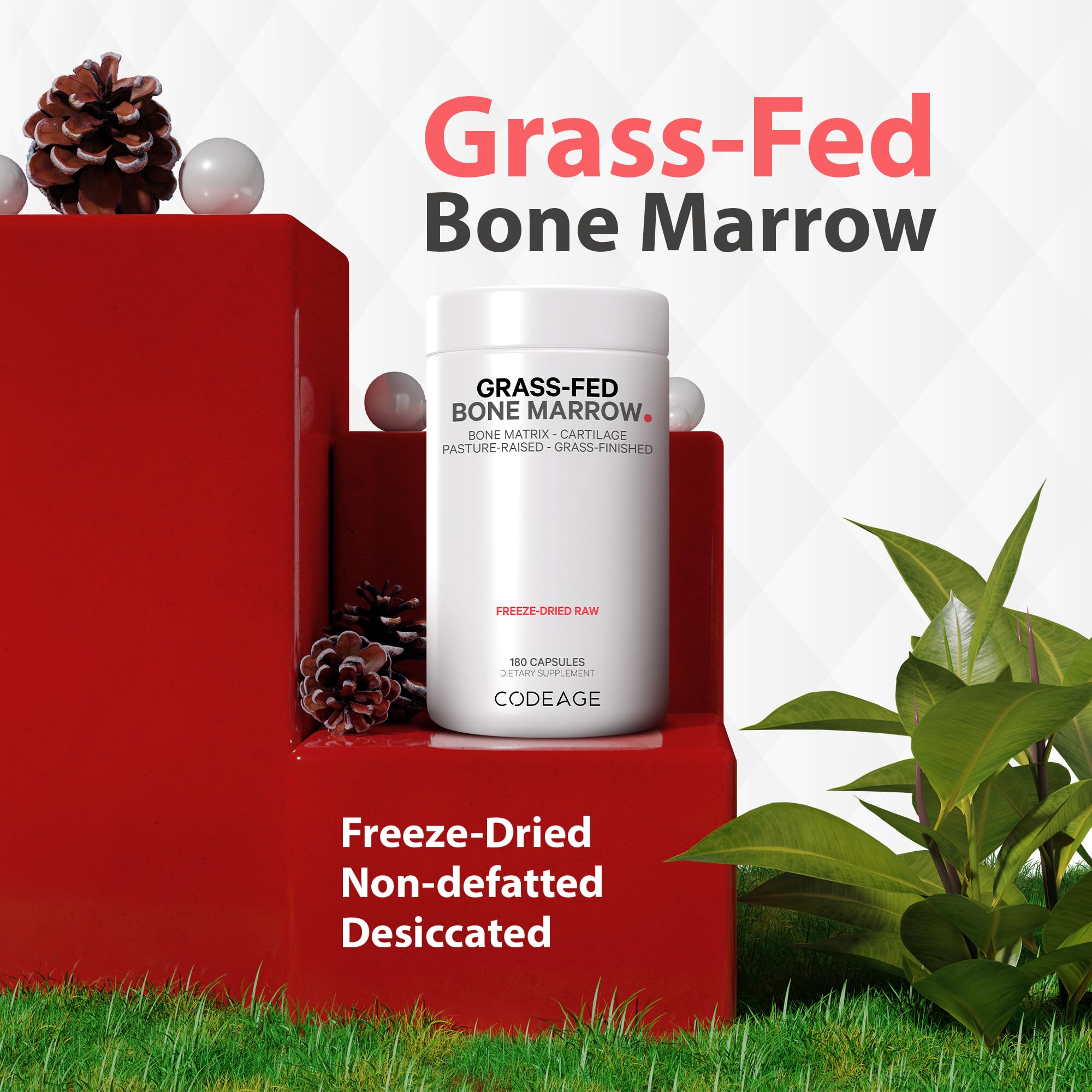 Foto 4 pulgar | Suplemento Codeage Grass Fed Bone Marrow 3000 Mg 180 Cápsulas - Venta Internacional.