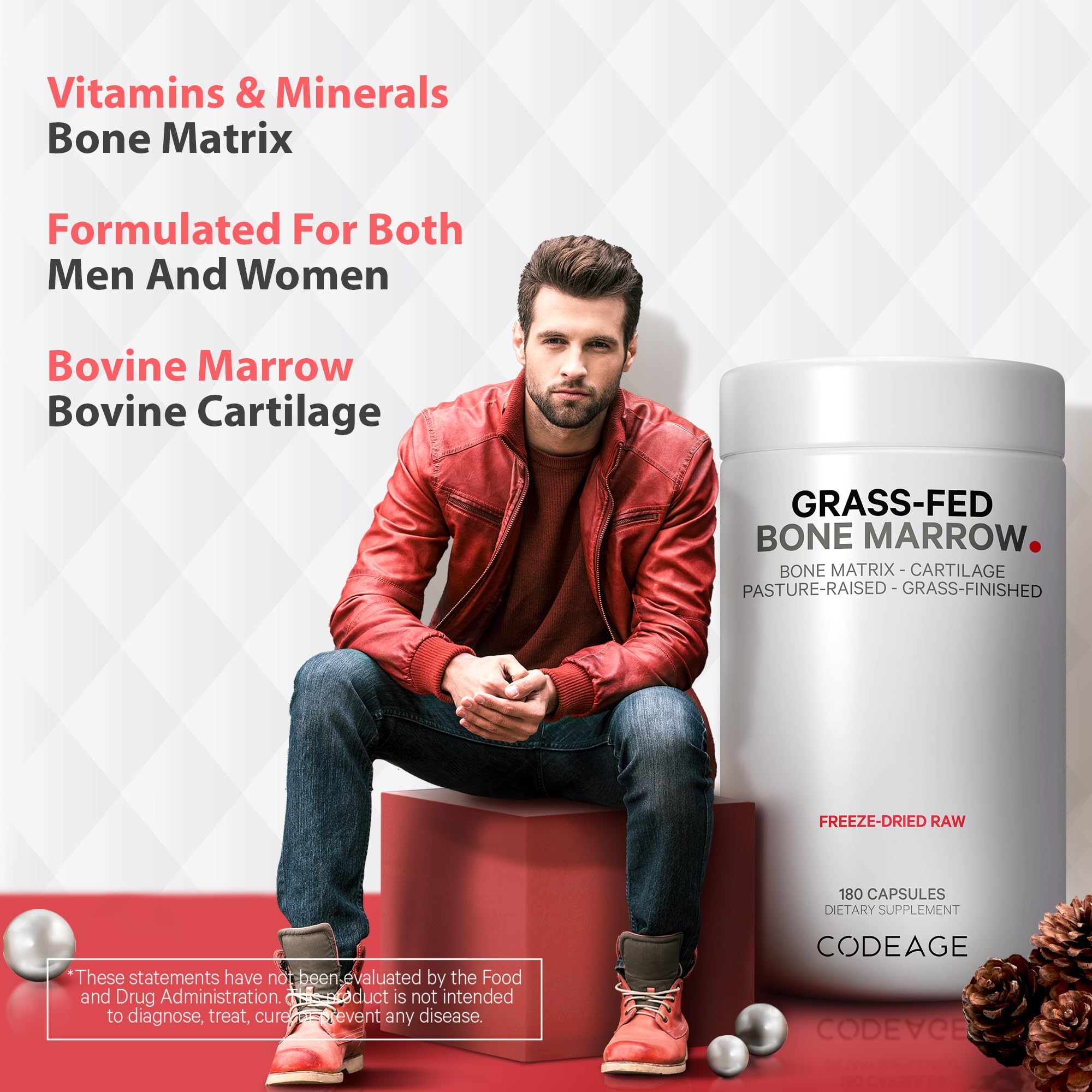 Foto 8 pulgar | Suplemento Codeage Grass Fed Bone Marrow 3000 Mg 180 Cápsulas - Venta Internacional.