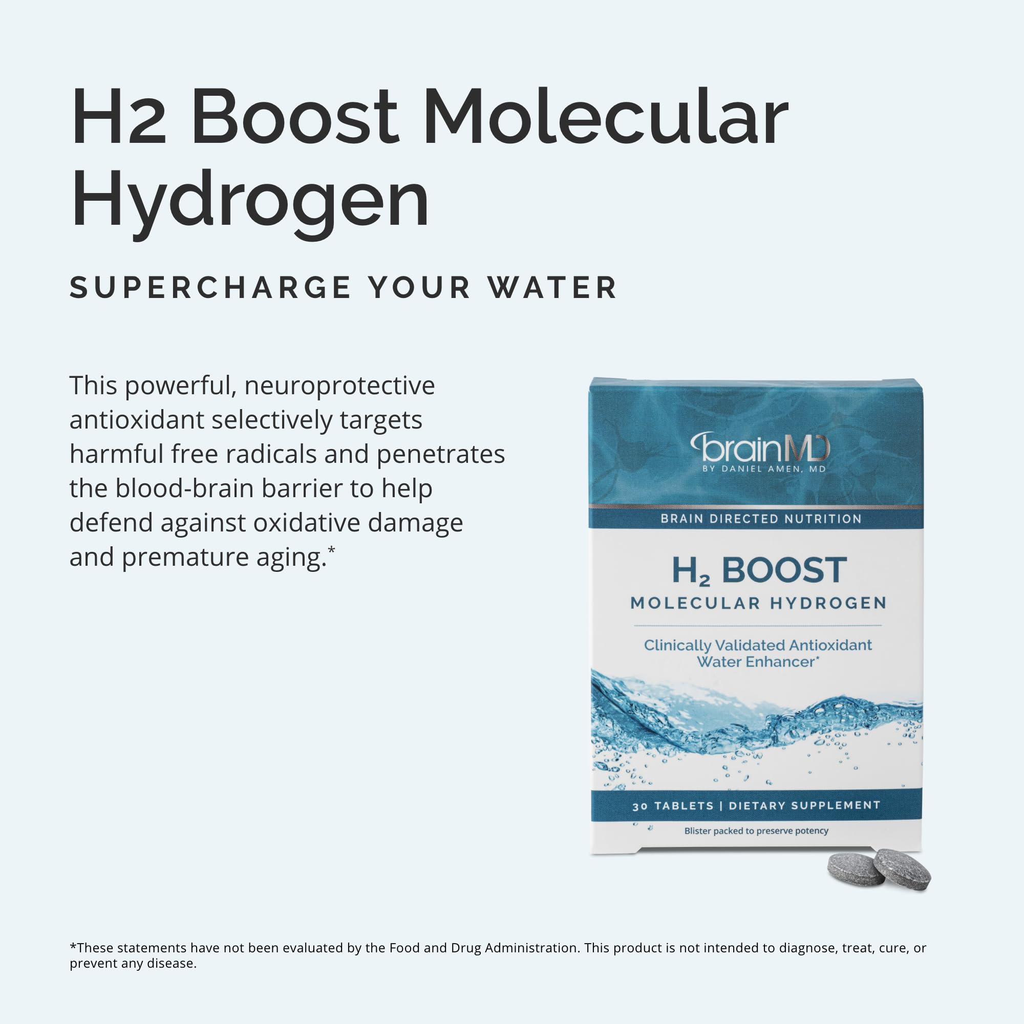 Foto 4 pulgar | Suplemento Brainmd H2 Boost Molecular Hydrogen 30 Tabletas - Venta Internacional.