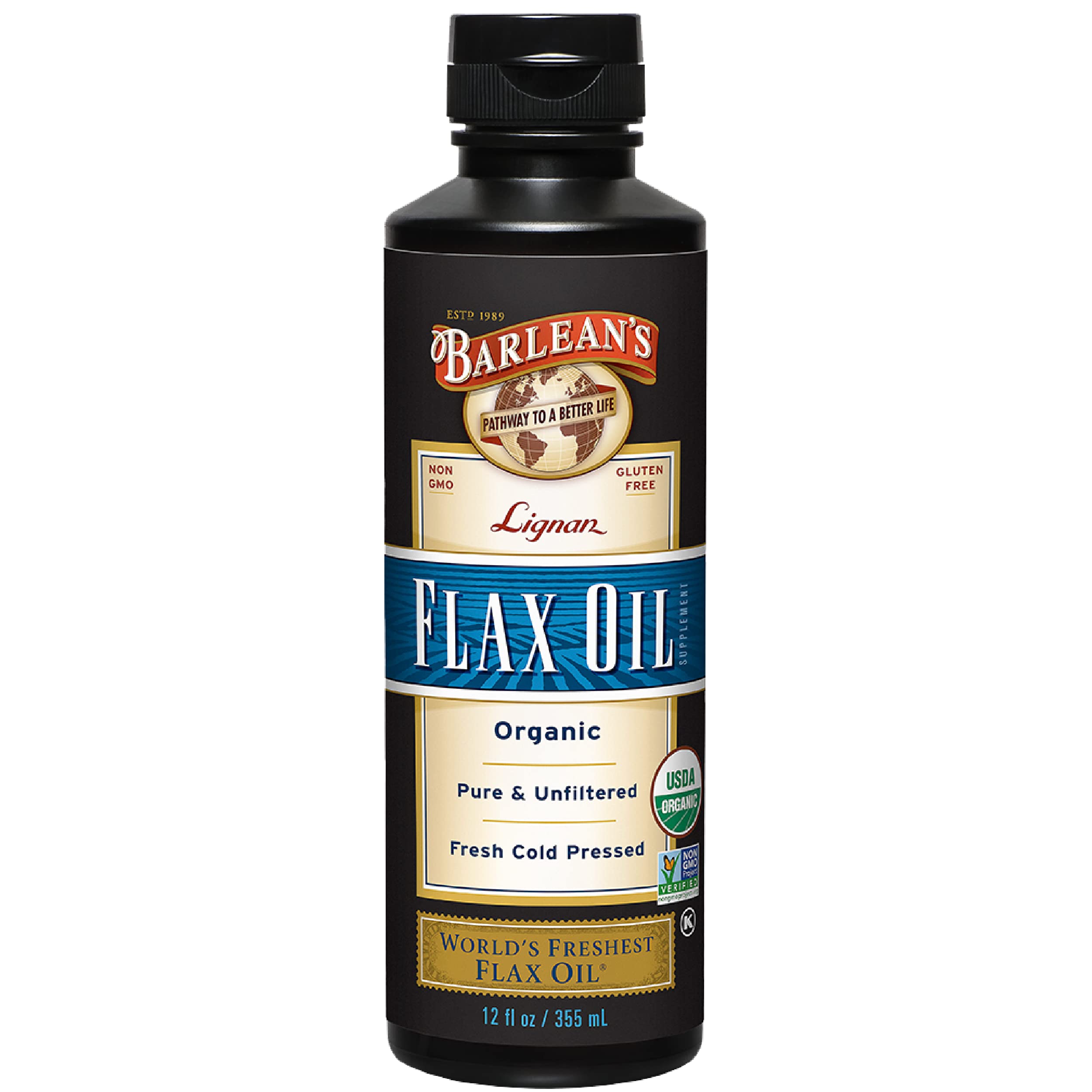 Suplemento De Aceite De Linaza Barlean's Lignan, 355 Ml, Orgánico Y Vegano - Venta Internacional.