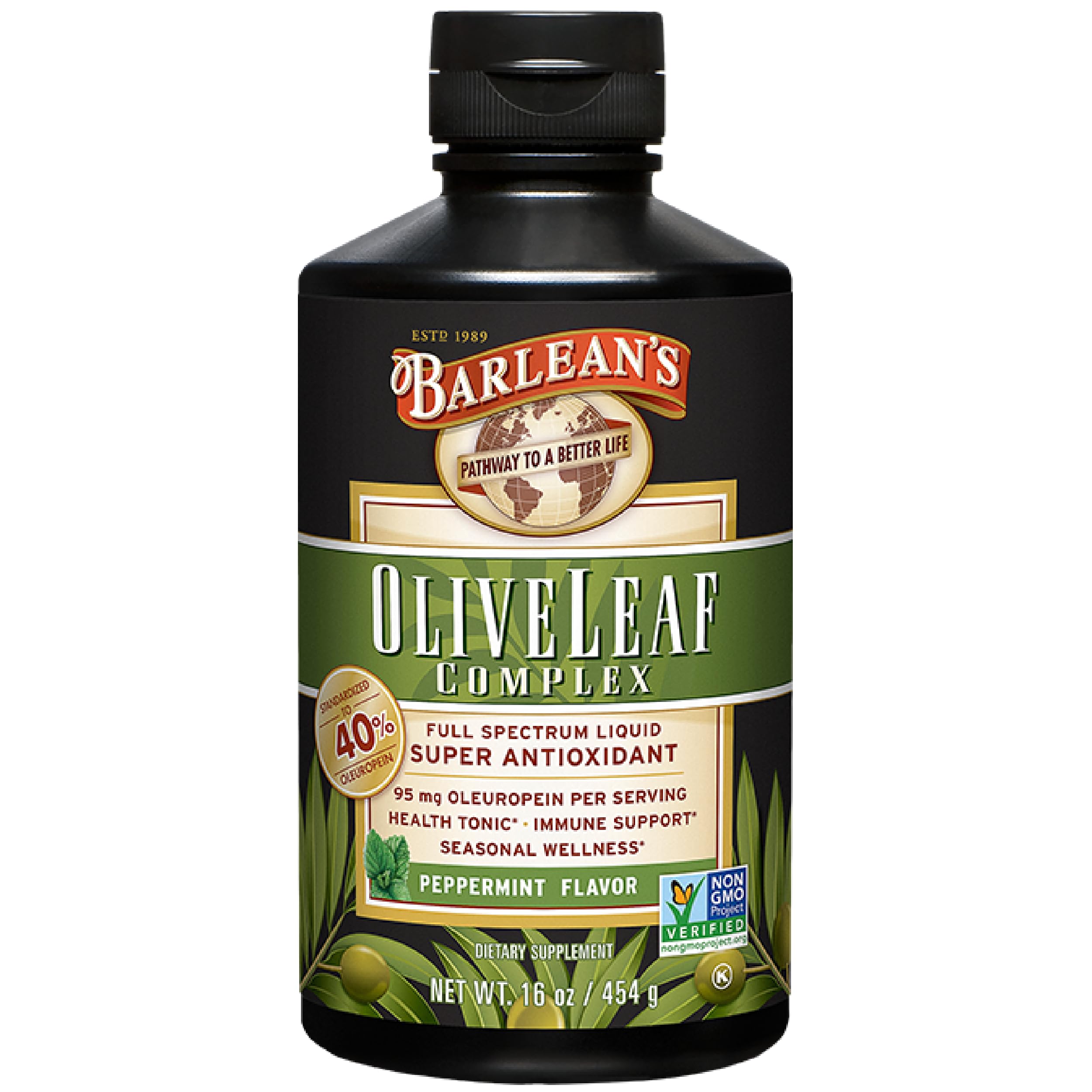 Foto 2 pulgar | Suplemento Barlean's Peppermint Olive Leaf Complex 473 Ml - Venta Internacional.
