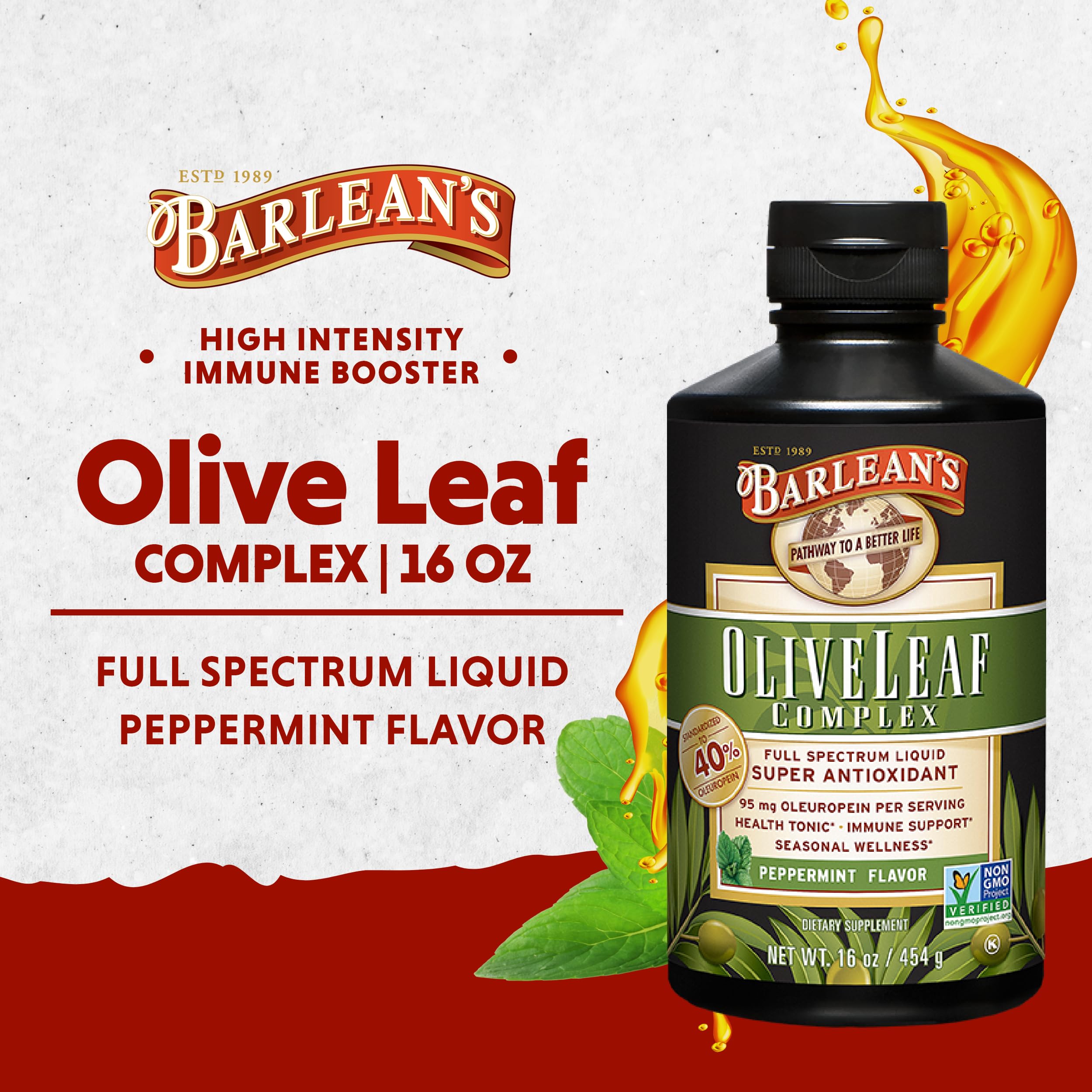 Foto 3 pulgar | Suplemento Barlean's Peppermint Olive Leaf Complex 473 Ml - Venta Internacional.