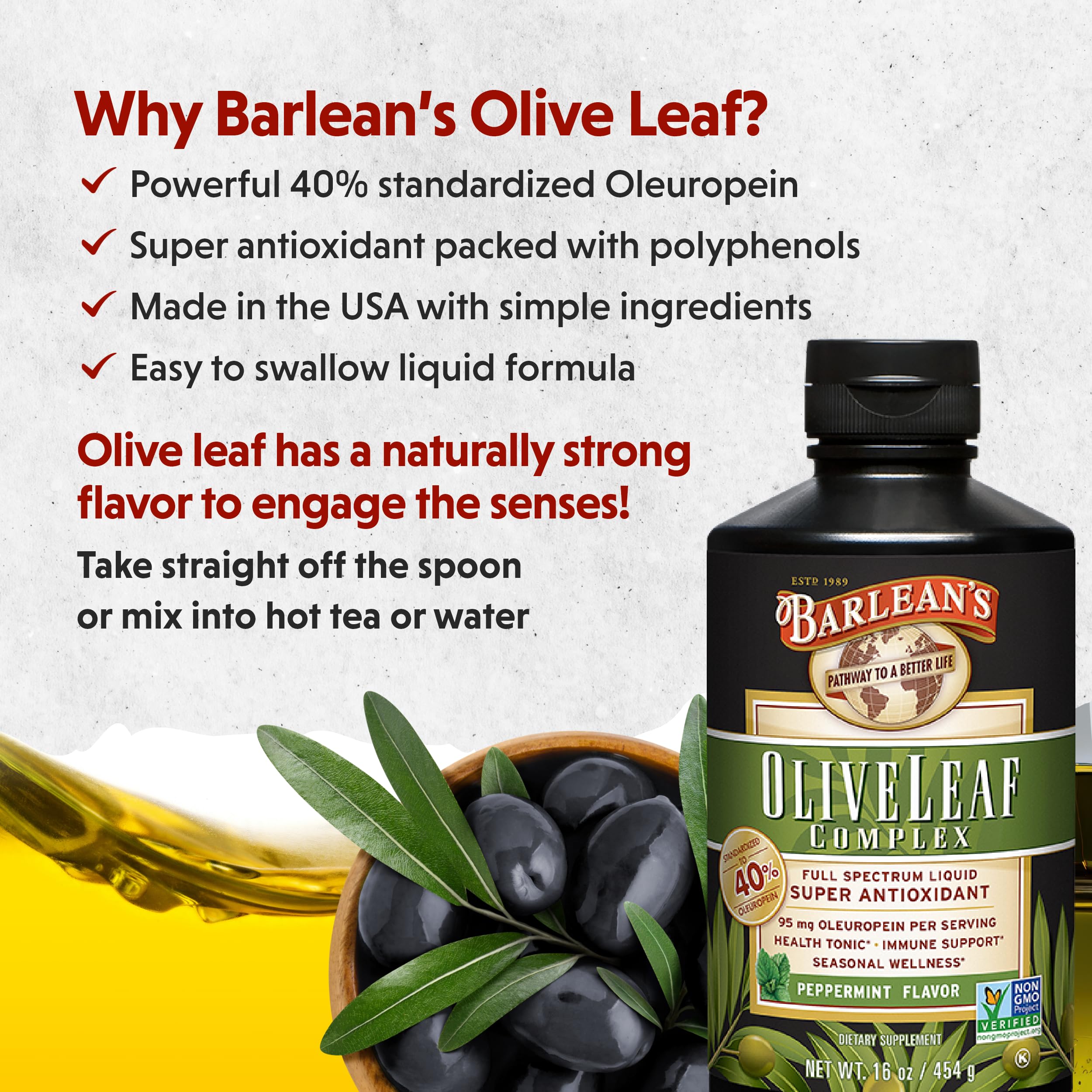 Foto 4 pulgar | Suplemento Barlean's Peppermint Olive Leaf Complex 473 Ml - Venta Internacional.