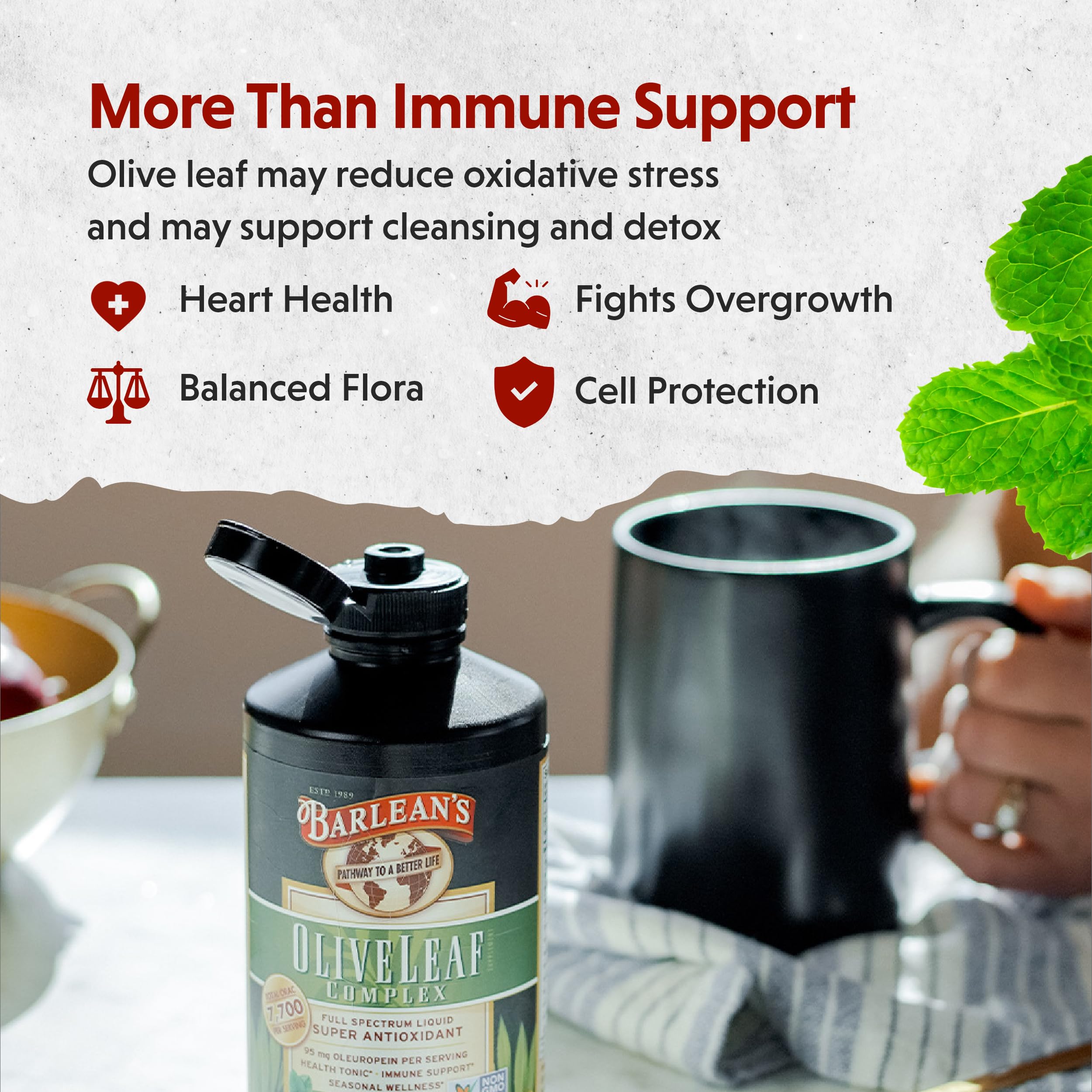 Foto 5 pulgar | Suplemento Barlean's Peppermint Olive Leaf Complex 473 Ml - Venta Internacional.