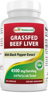 Foto 1 | Suplemento Best Naturals De Hígado De Res Alimentado Con Pasto, 4500 Mg, 250 Cápsulas - Venta Internacional.