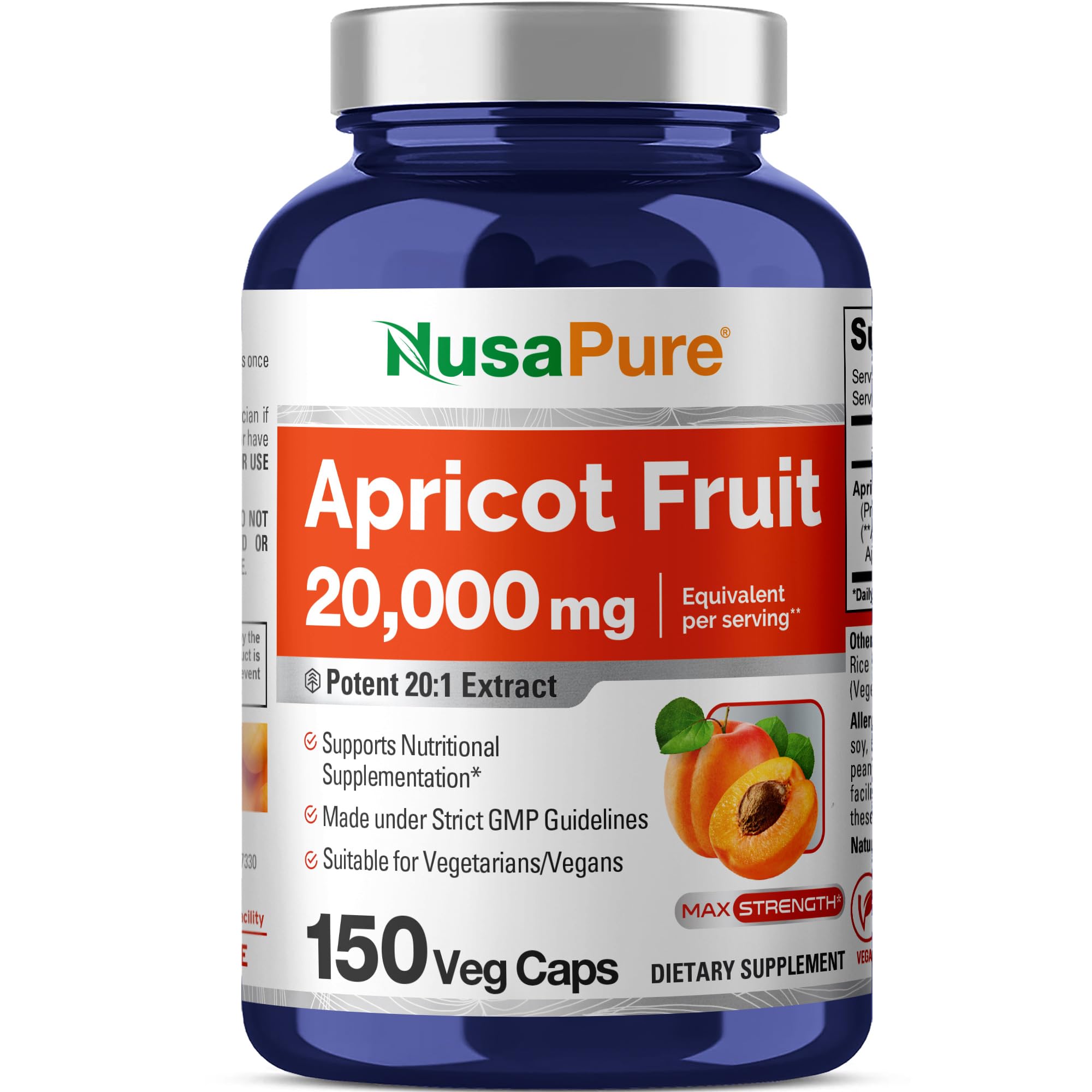Foto 2 pulgar | Suplemento De Extracto De Albaricoque Nusapure, 2000 Mg, 150 Cápsulas - Venta Internacional.