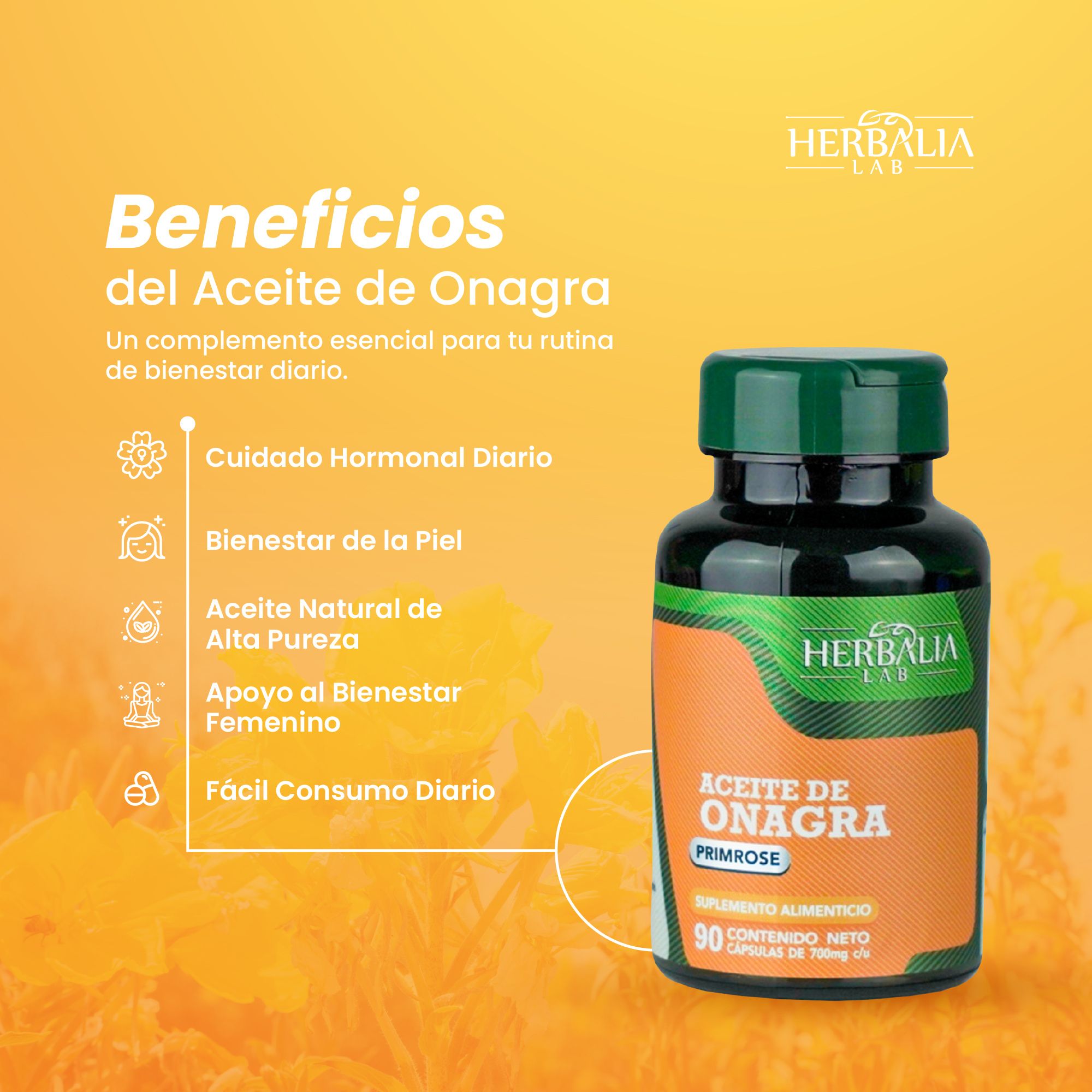 Foto 8 | Herbalia Lab Aceite De Onagra Primrose 1000 Mg