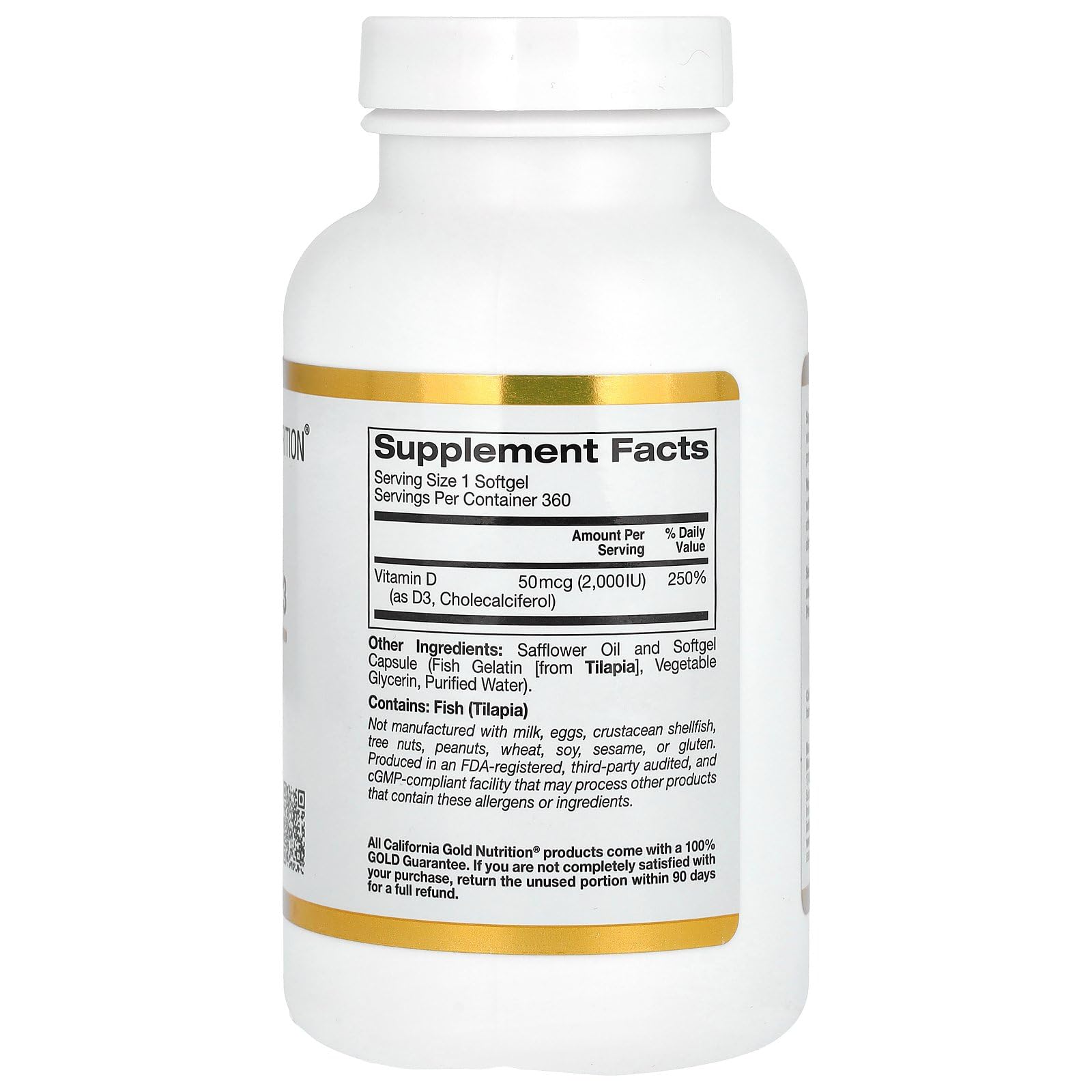 Foto 3 pulgar | Suplemento De Vitamina D3 De California Gold Nutrition, 50 Mcg, 360 Cápsulas Blandas - Venta Internacional.