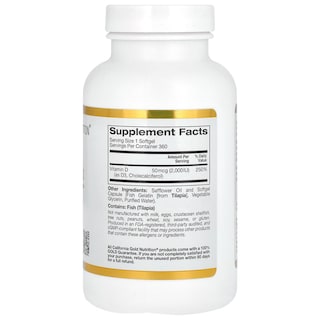 Foto 2 | Suplemento De Vitamina D3 De California Gold Nutrition, 50 Mcg, 360 Cápsulas Blandas - Venta Internacional.