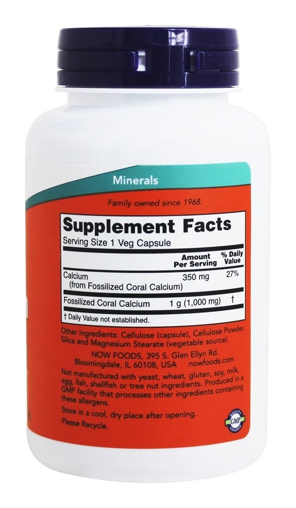 Foto 3 pulgar | Suplemento Now Foods Coral Calcium 1000 Mg 100 Cápsulas - Venta Internacional.