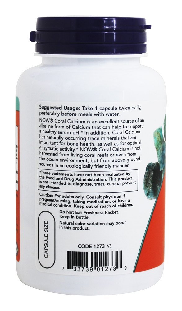 Foto 4 pulgar | Suplemento Now Foods Coral Calcium 1000 Mg 100 Cápsulas - Venta Internacional.