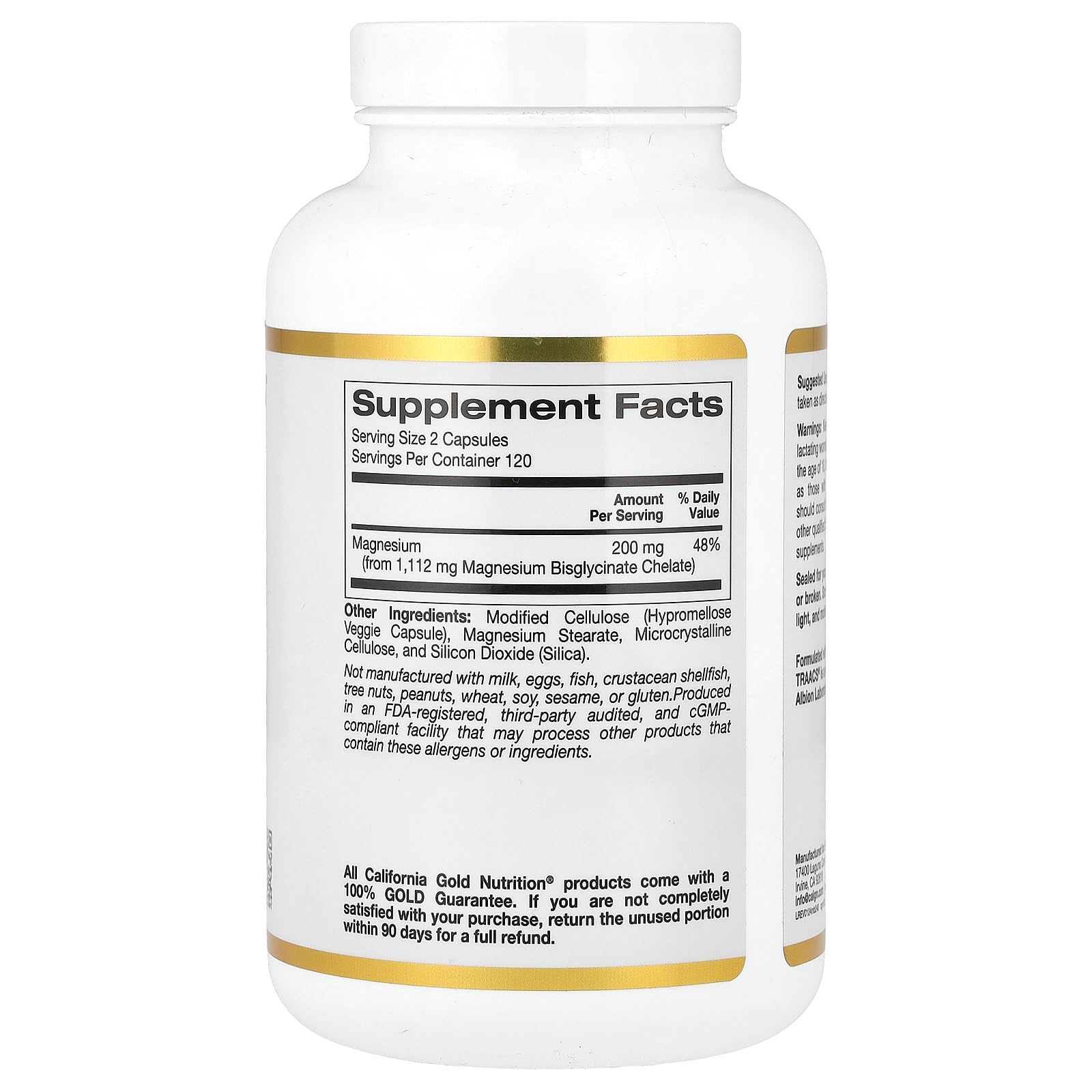 Foto 3 pulgar | Suplemento De Bisglicinato De Magnesio De California Gold Nutrition 240 Cápsulas - Venta Internacional.