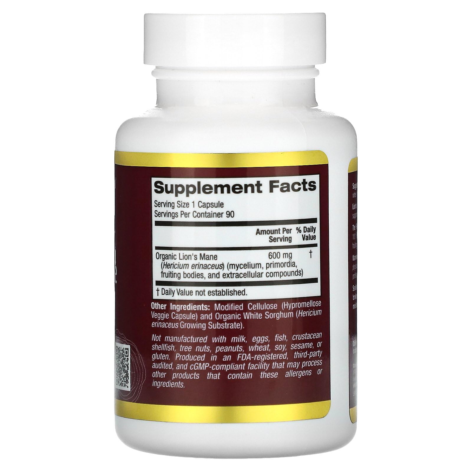 Foto 3 pulgar | Suplemento California Gold Nutrition Lion's Mane 90 Plantcaps - Venta Internacional.