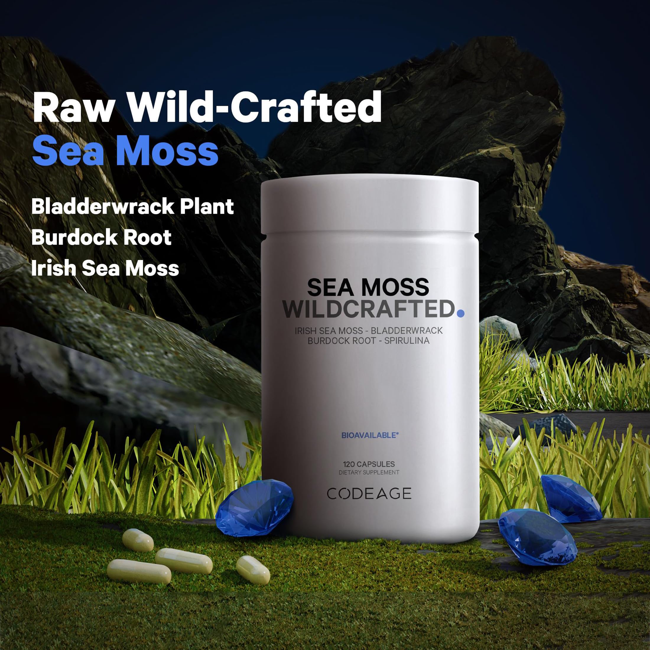 Foto 4 pulgar | Suplemento Codeage Raw Wildcrafted Irish Sea Moss 120 Cápsulas - Venta Internacional.