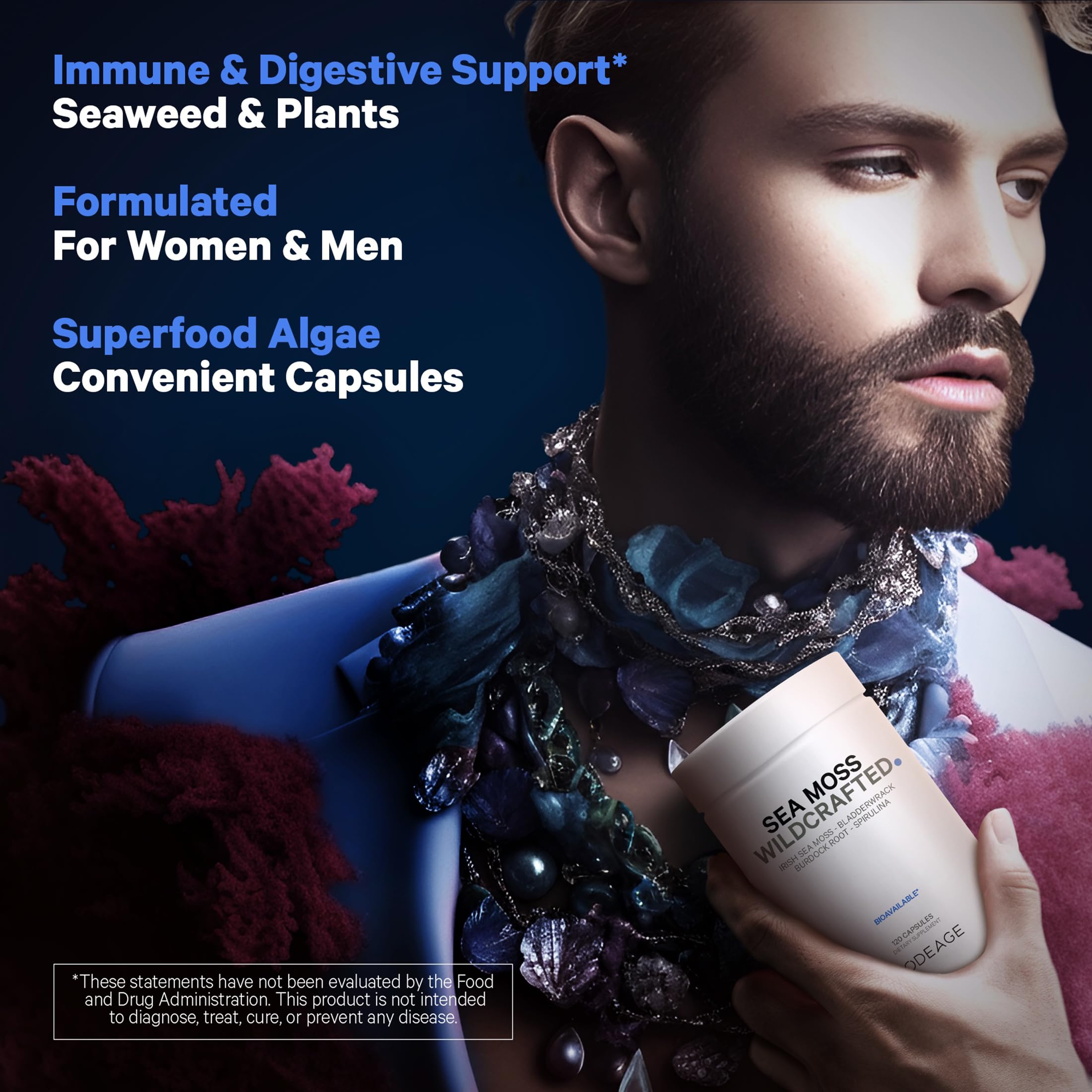 Foto 7 | Suplemento Codeage Raw Wildcrafted Irish Sea Moss 120 Cápsulas - Venta Internacional.