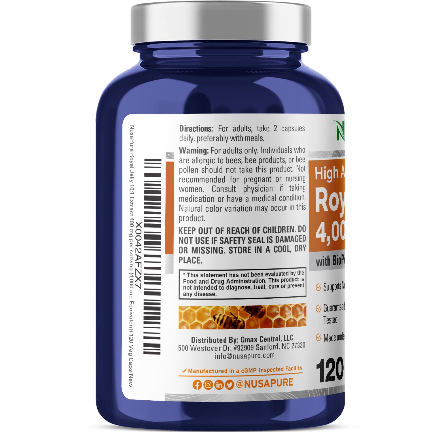 Foto 4 pulgar | Suplemento Nusapure Royal Jelly 4000 Mg 120 Cápsulas - Venta Internacional.