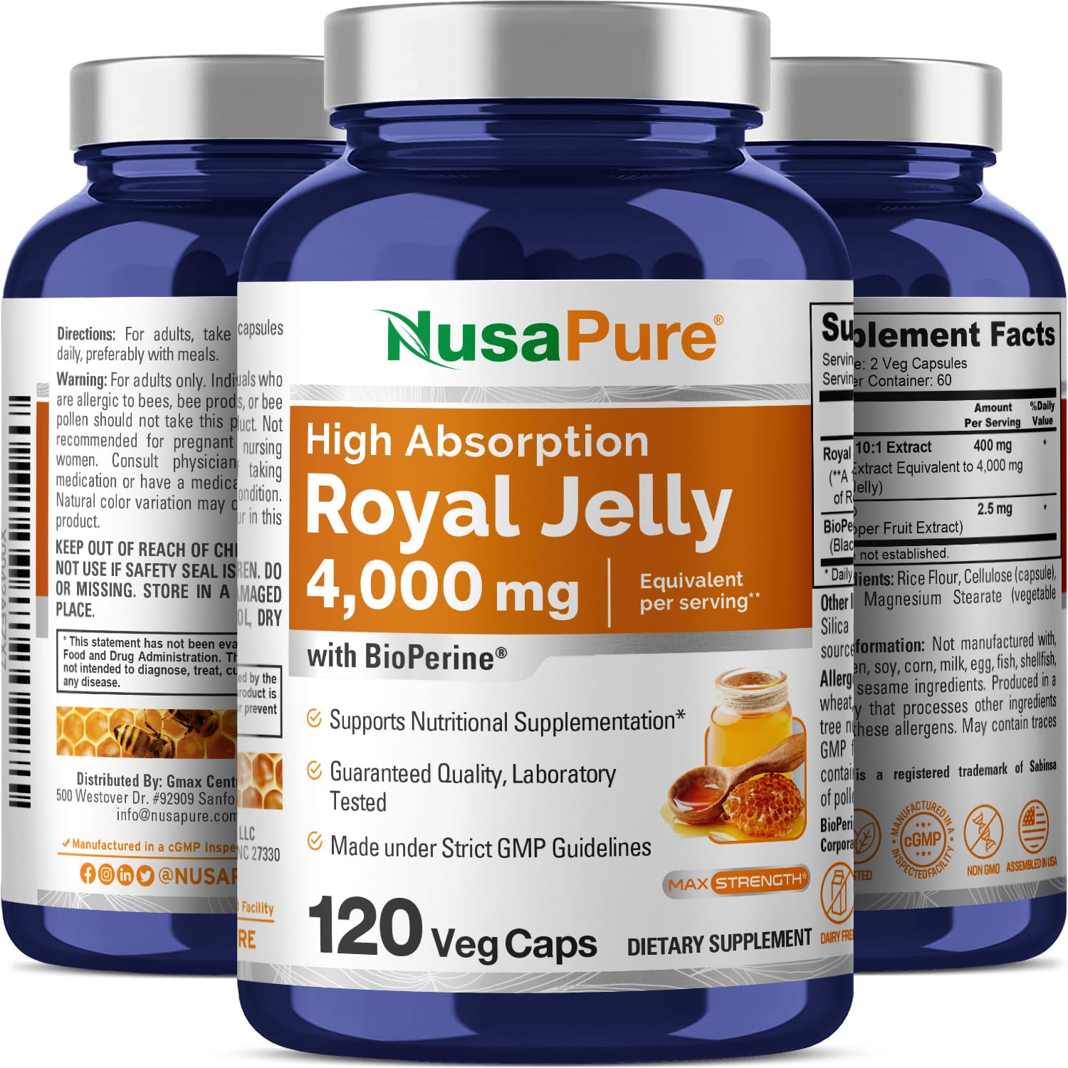 Foto 5 pulgar | Suplemento Nusapure Royal Jelly 4000 Mg 120 Cápsulas - Venta Internacional.