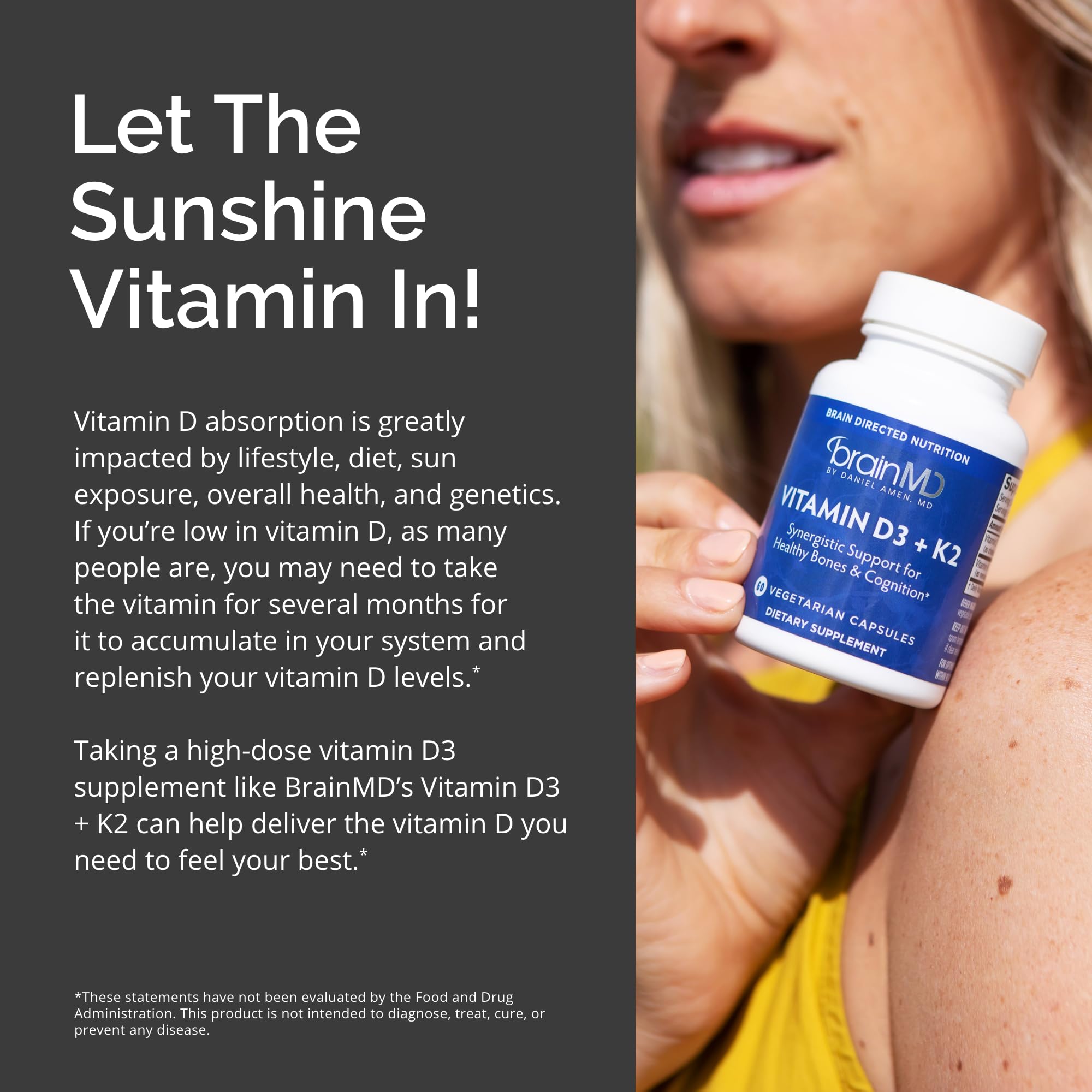 Foto 5 | Suplemento Brainmd Vitamina D3+ K2 60 Cápsulas Sin Gluten - Venta Internacional.
