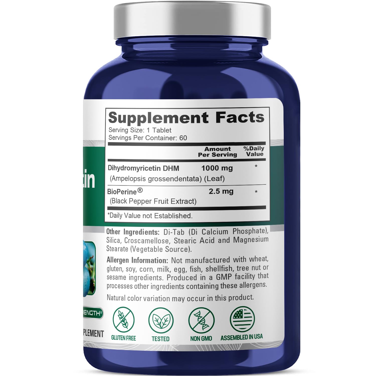 Foto 3 pulgar | Suplemento Nusapure De Dihidromiricetina (dhm) De 1,000 Mg, 60 Tabletas - Venta Internacional.